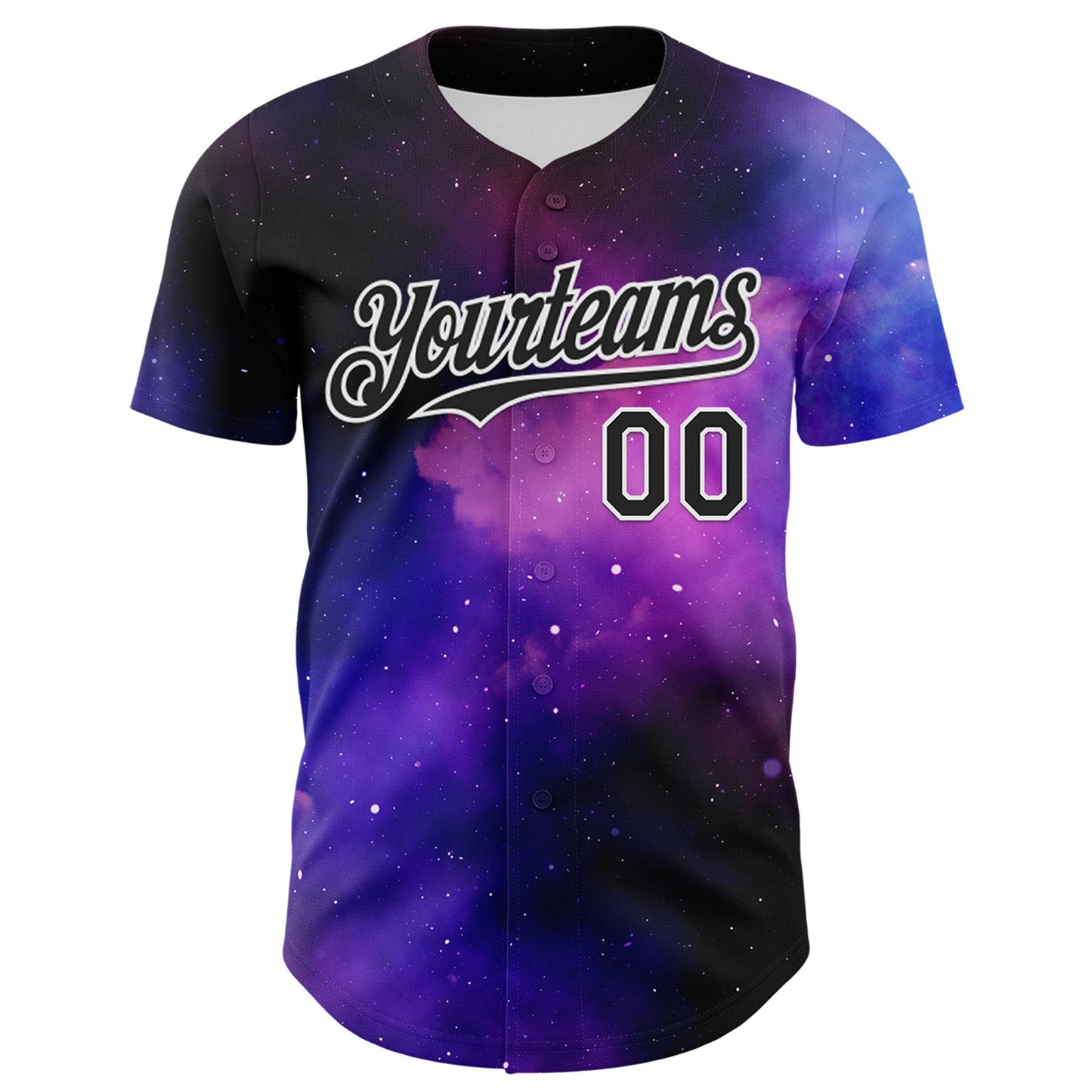 Custom Black White 3D Pattern Design Rave Psychedelic Space Galaxy Star Authentic Baseball Jersey baseball jersey product view 2