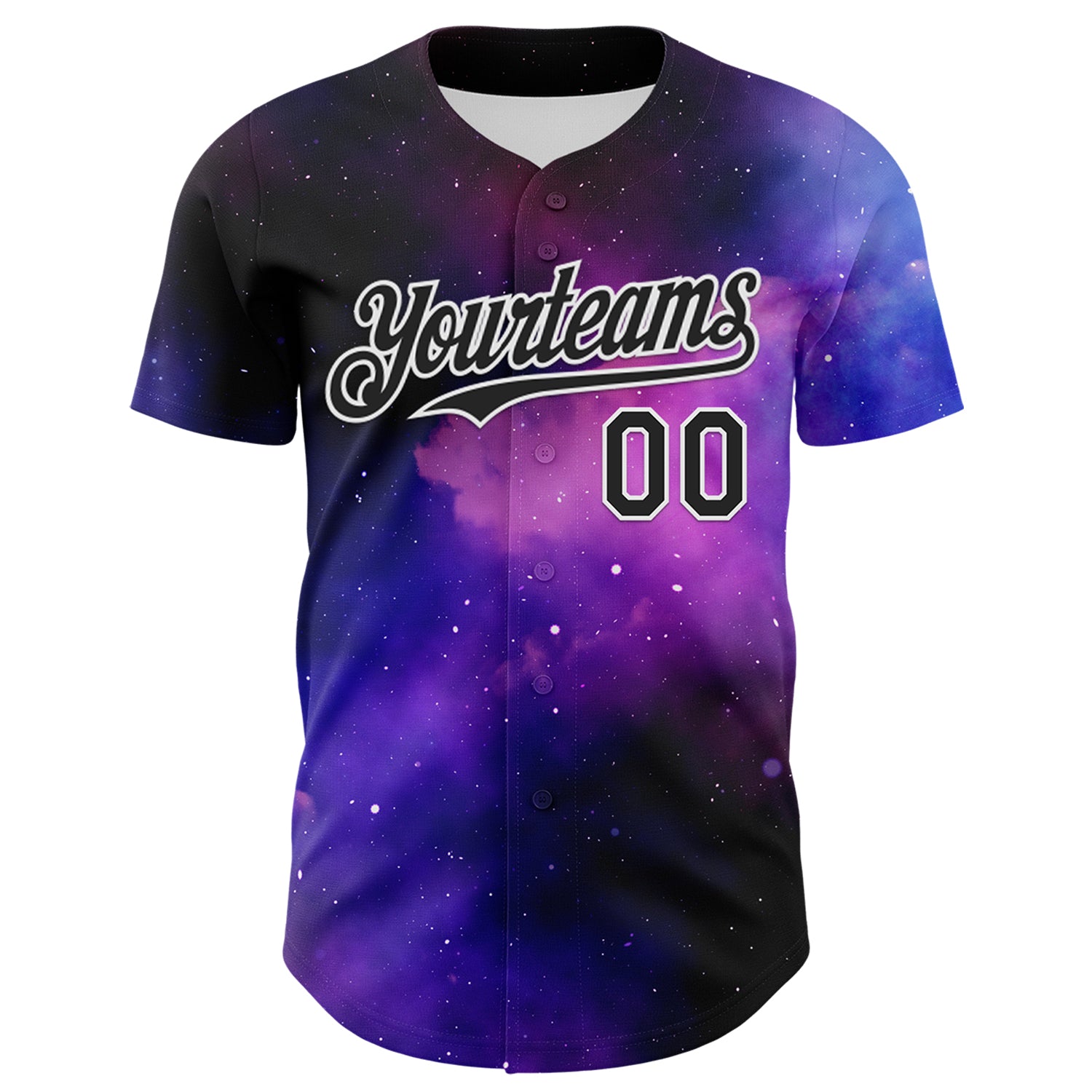 Custom Black White 3D Pattern Design Rave Psychedelic Space Galaxy Star Authentic Baseball Jersey baseball jersey product view 2
