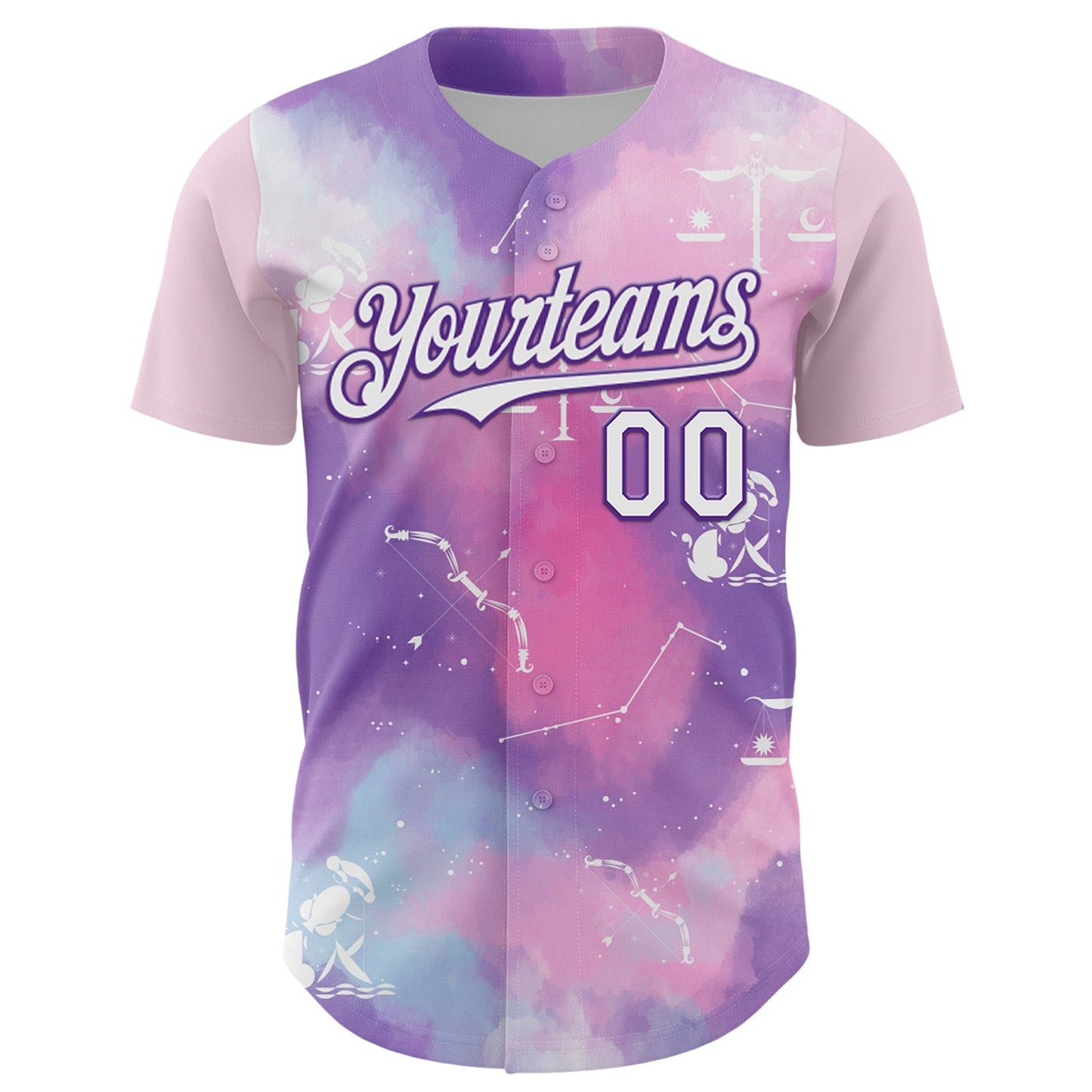 Custom Purple White 3D Pattern Design Constellation Space Galaxy Star Authentic Baseball Jersey baseball jersey product view 2