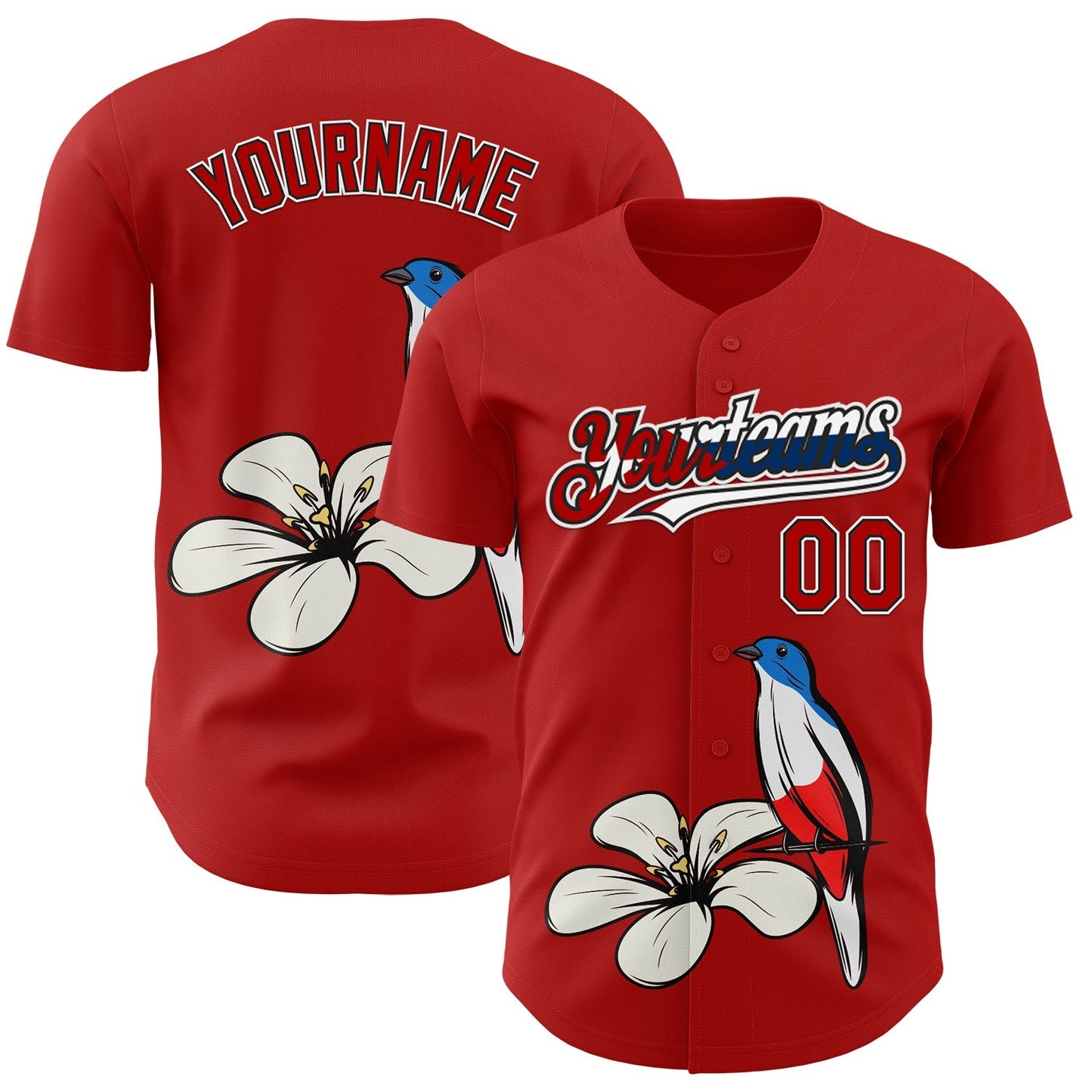 Custom Red Black White-Cuban Flag 3D Cuba Authentic Baseball Jersey baseball jersey product view 1