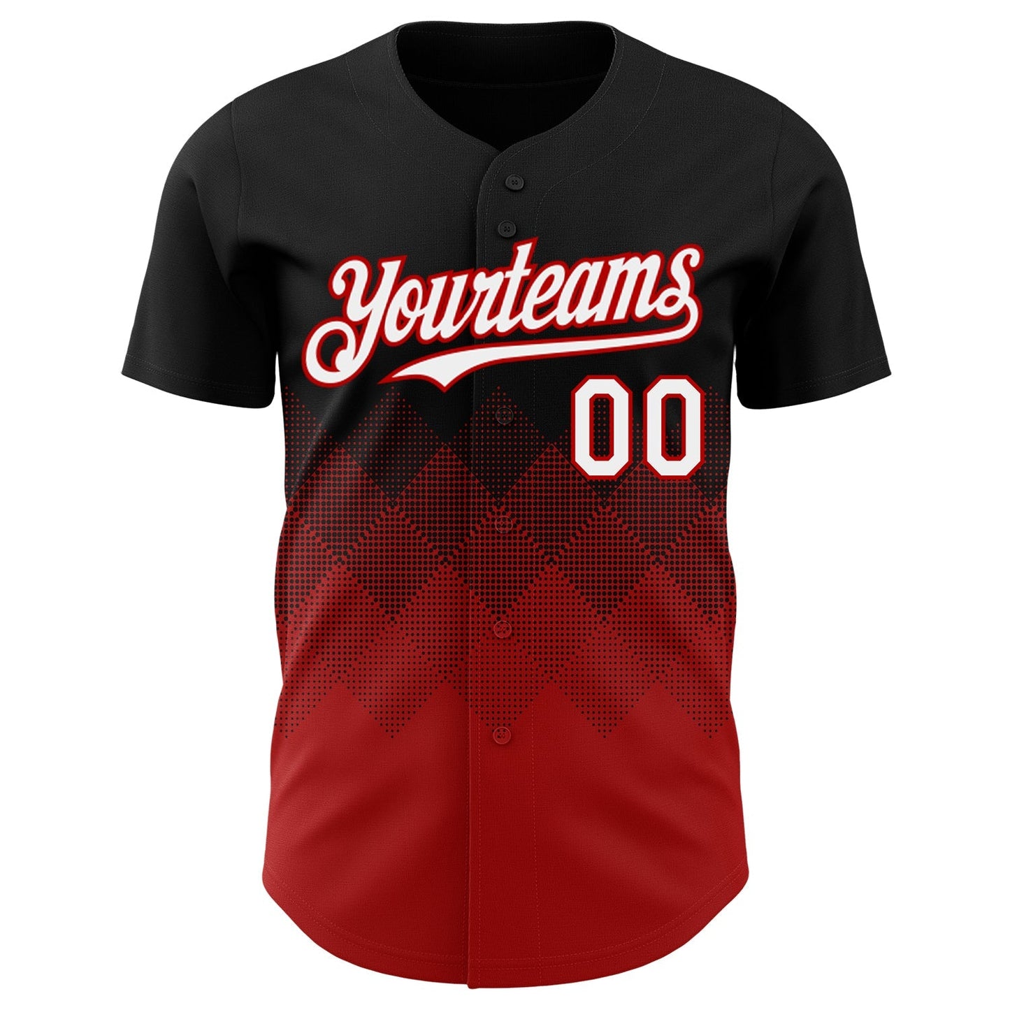 Custom Black White-Red 3D Gradient Square Shape Authentic Baseball Jersey baseball jersey product view 2