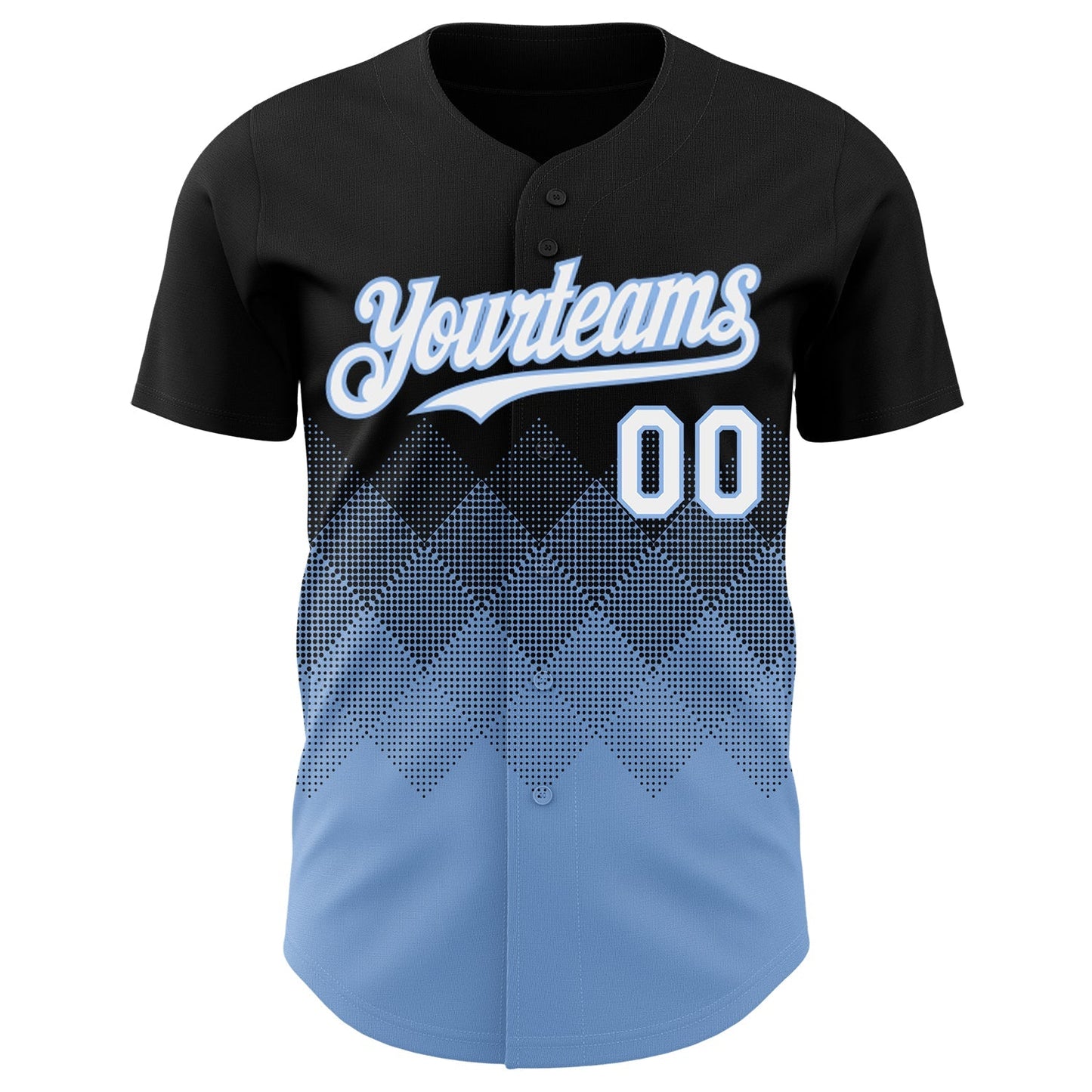 Custom Black White-Light Blue 3D Gradient Square Shape Authentic Baseball Jersey baseball jersey product view 2