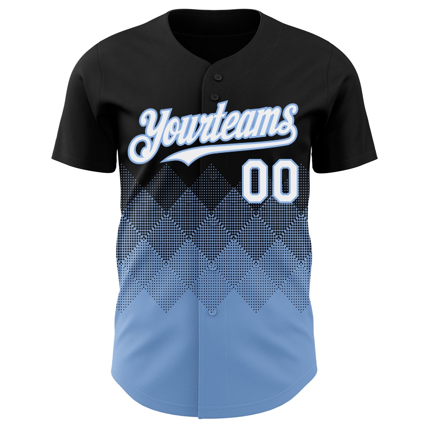 Custom Black White-Light Blue 3D Gradient Square Shape Authentic Baseball Jersey baseball jersey product view 2