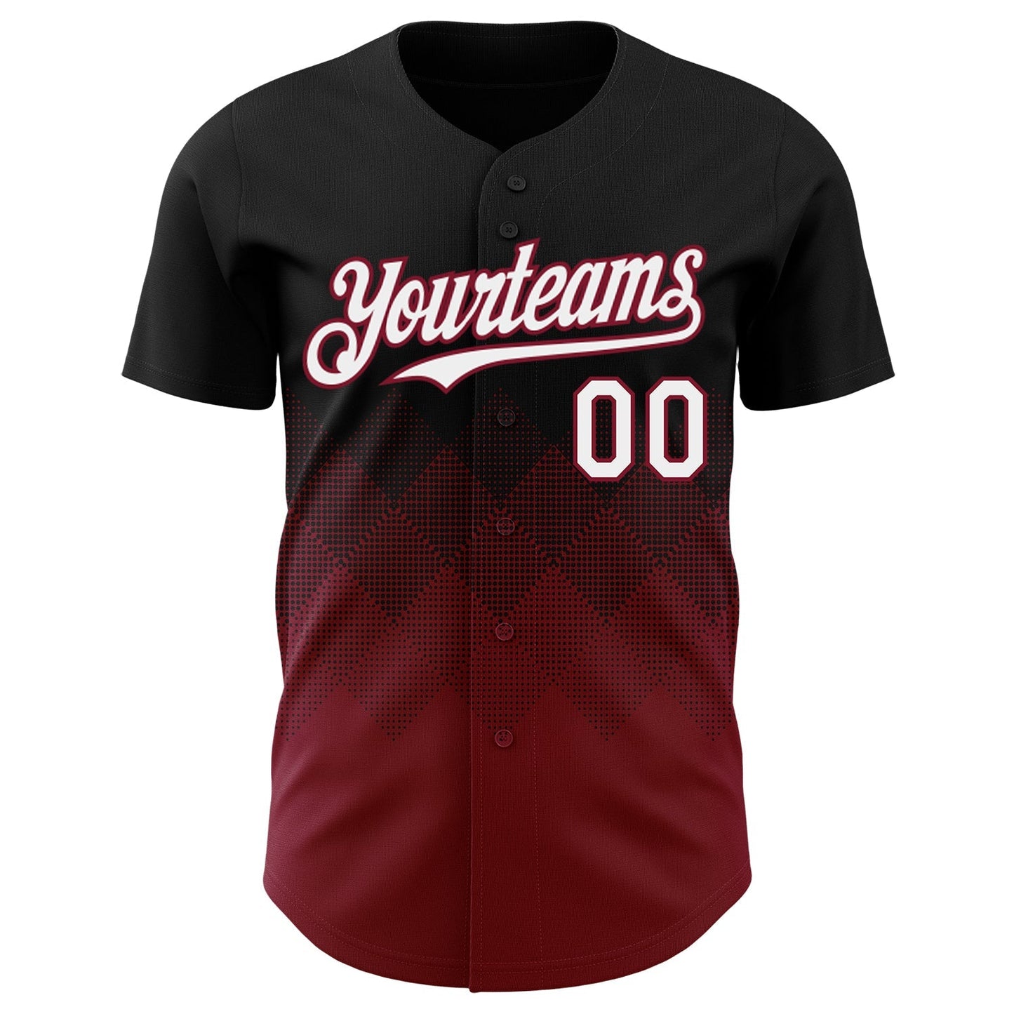 Custom Black White-Crimson 3D Gradient Square Shape Authentic Baseball Jersey baseball jersey product view 2