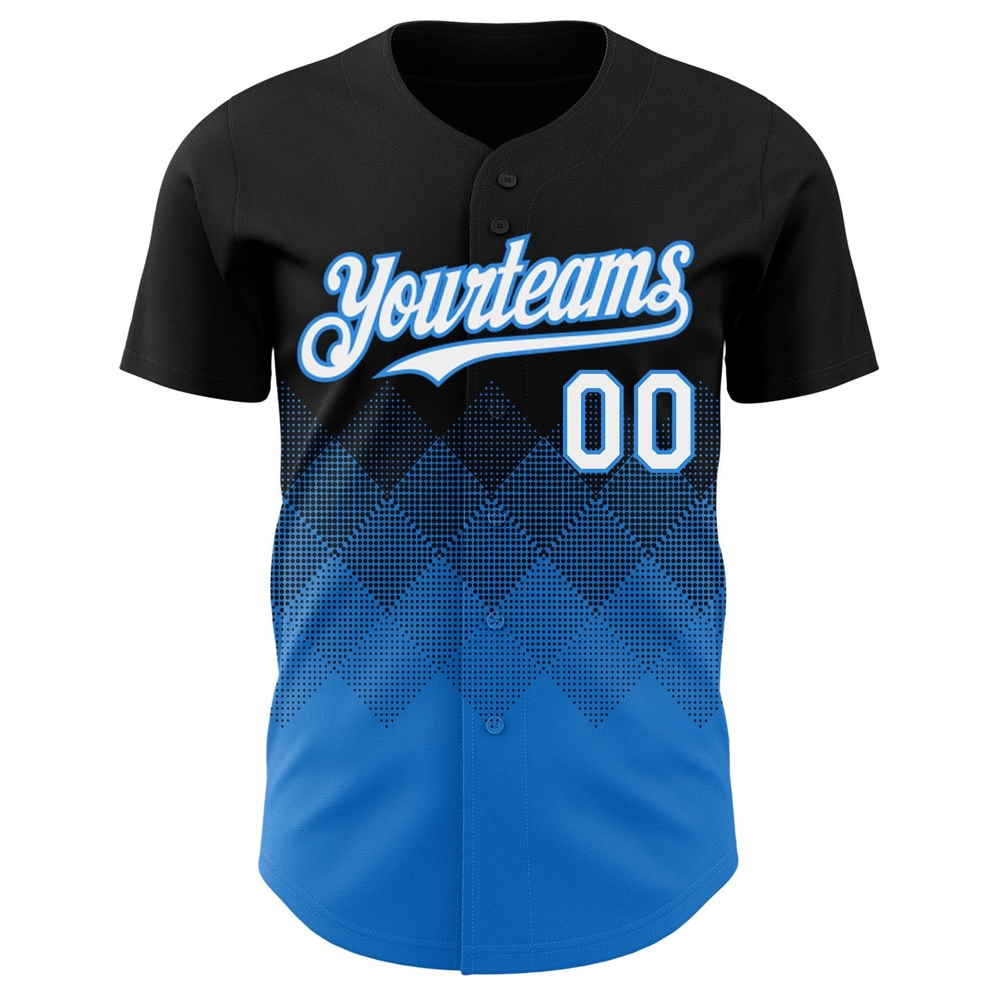 Custom Black White-Electric Blue 3D Gradient Square Shape Authentic Baseball Jersey baseball jersey product view 2