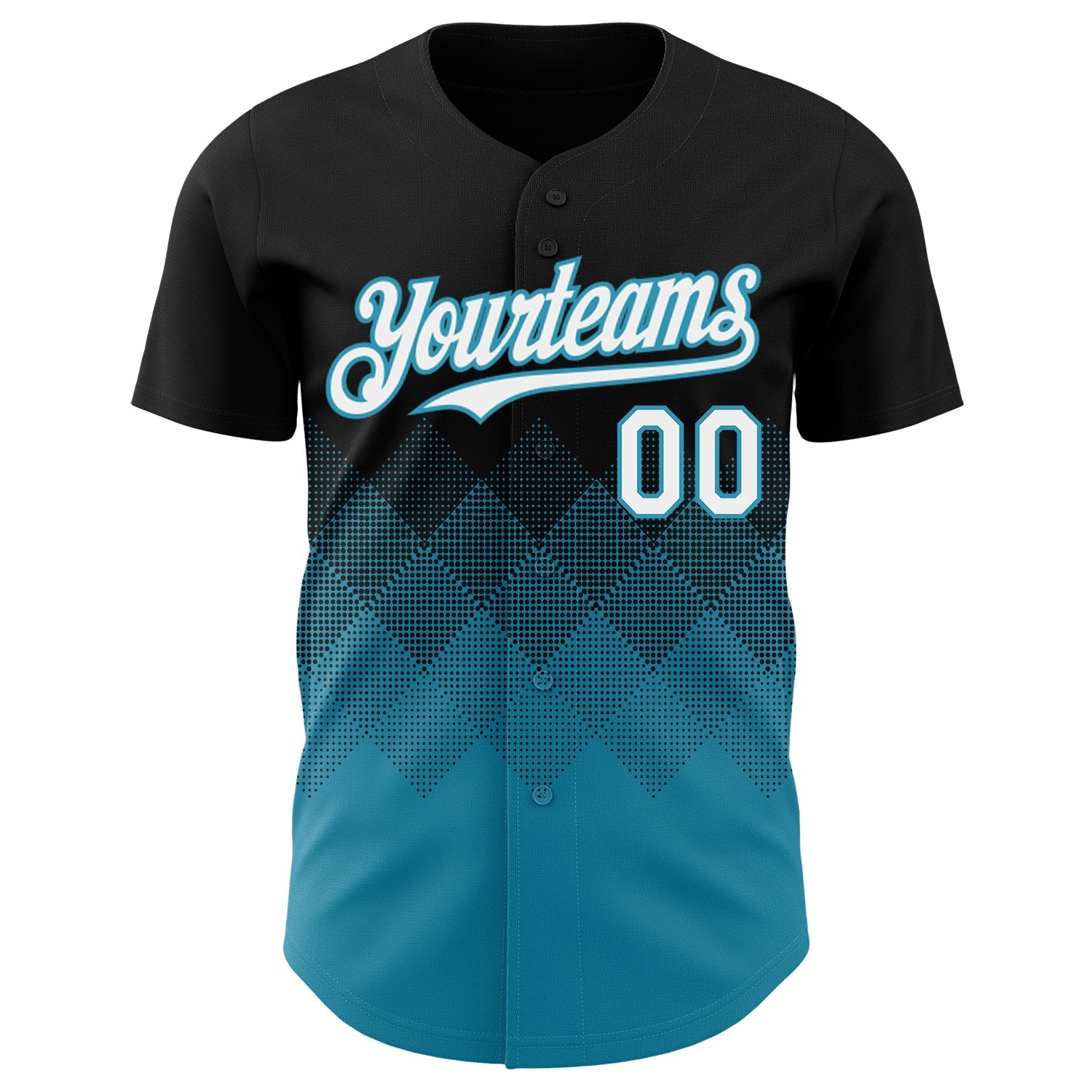 Custom Black White-Panther Blue 3D Gradient Square Shape Authentic Baseball Jersey baseball jersey product view 2