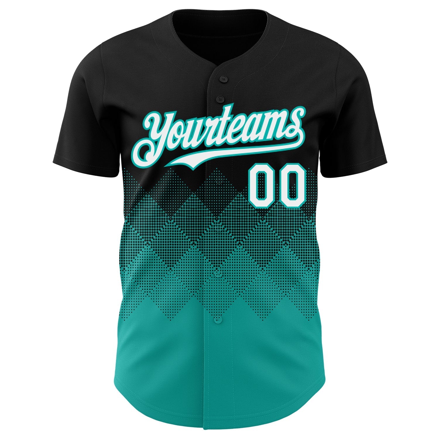 Custom Black White-Aqua 3D Gradient Square Shape Authentic Baseball Jersey baseball jersey product view 2