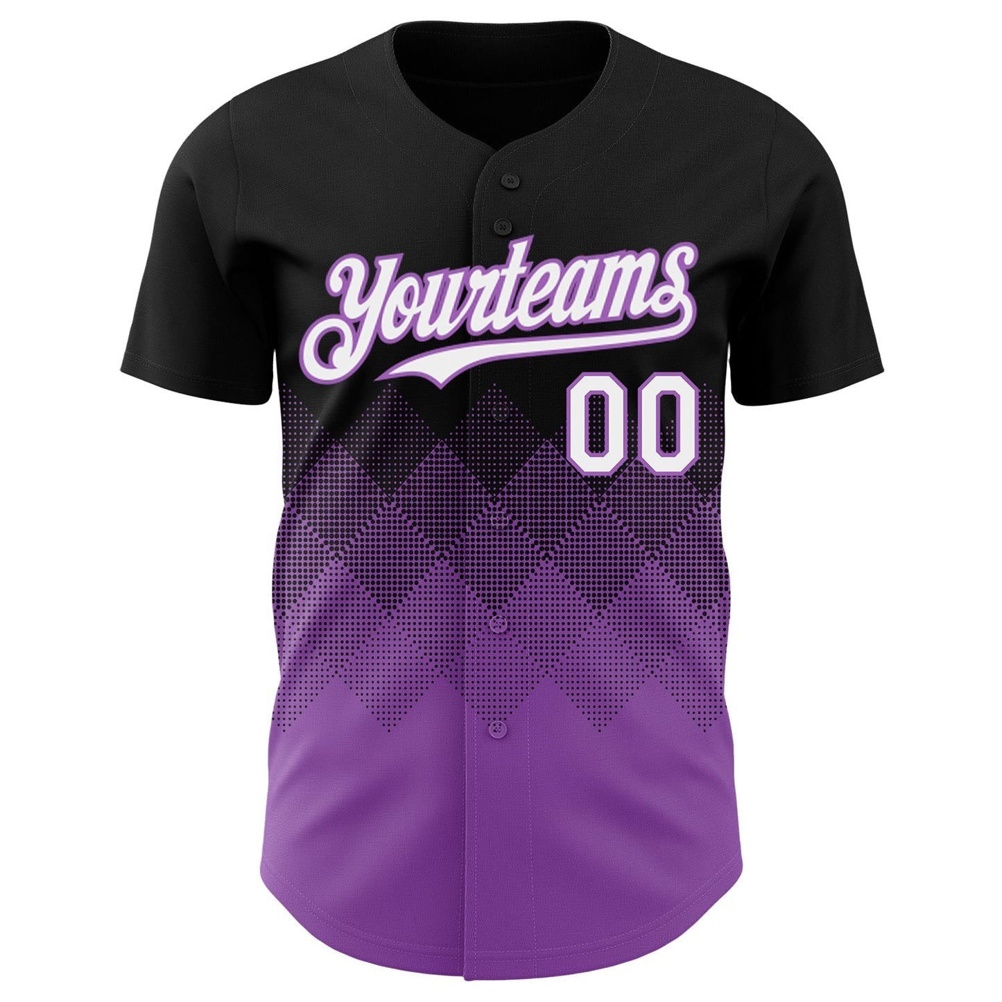 Custom Black White-Medium Purple 3D Gradient Square Shape Authentic Baseball Jersey baseball jersey product view 2