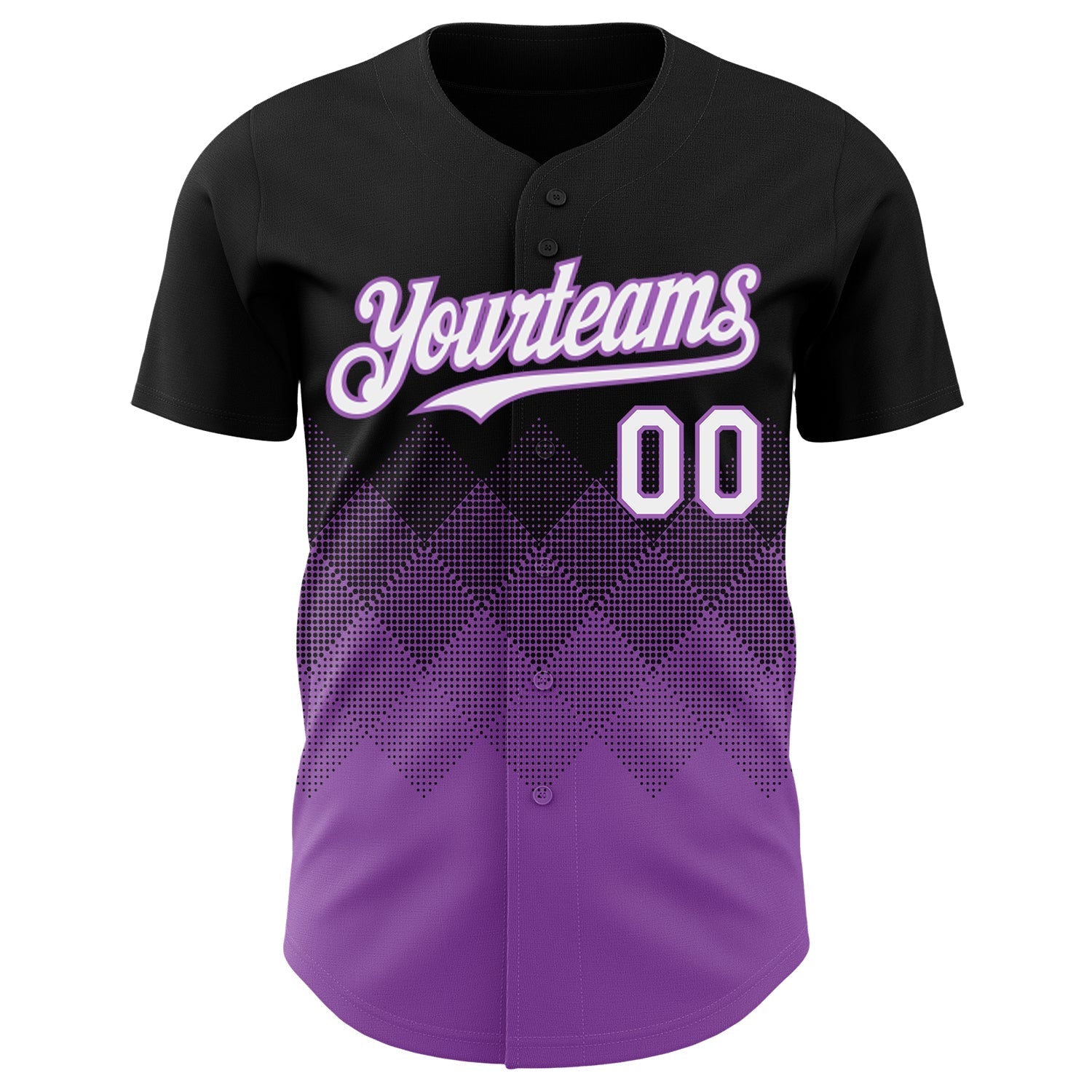 Custom Black White-Medium Purple 3D Gradient Square Shape Authentic Baseball Jersey baseball jersey product view 2