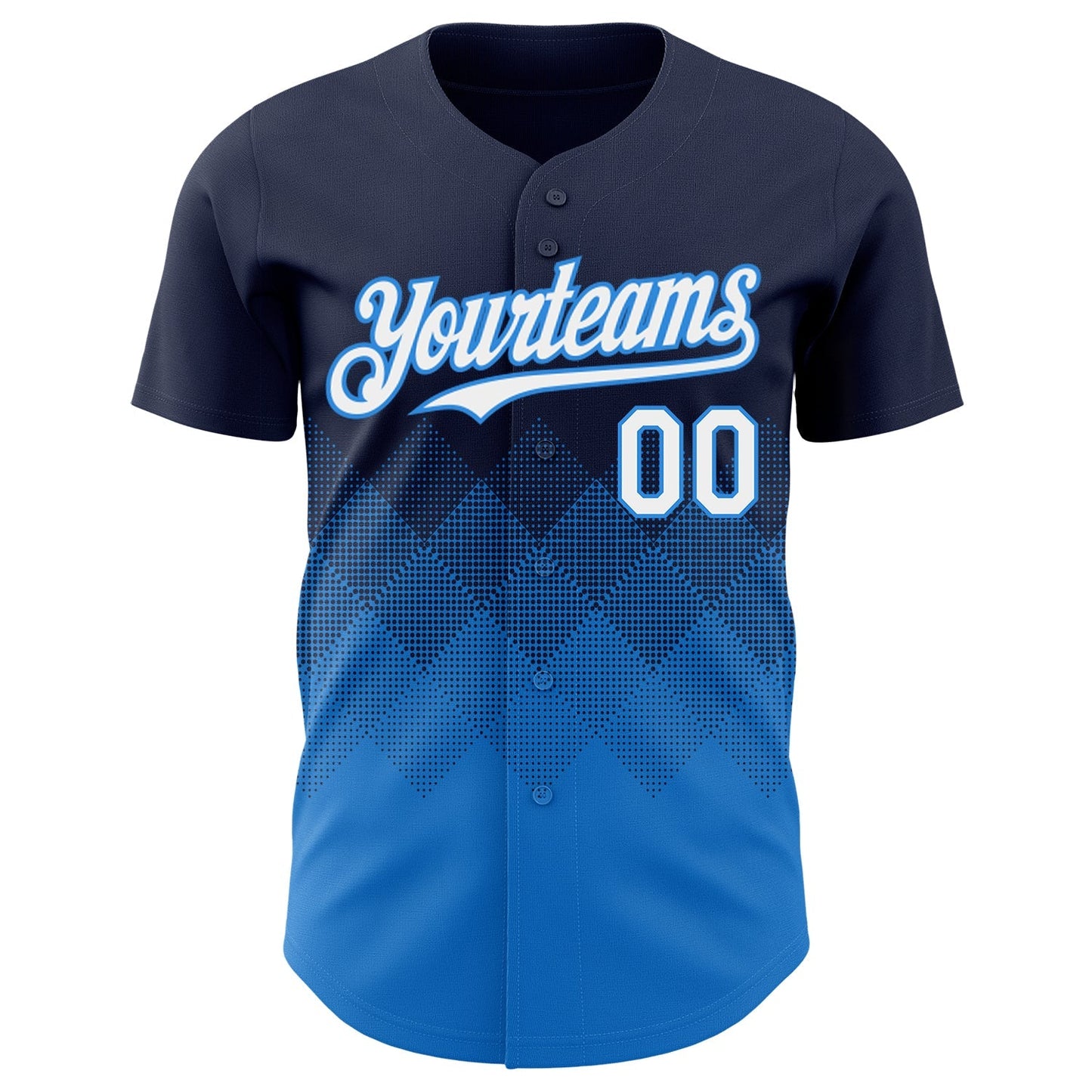 Custom Navy White-Electric Blue 3D Gradient Square Shape Authentic Baseball Jersey baseball jersey product view 2