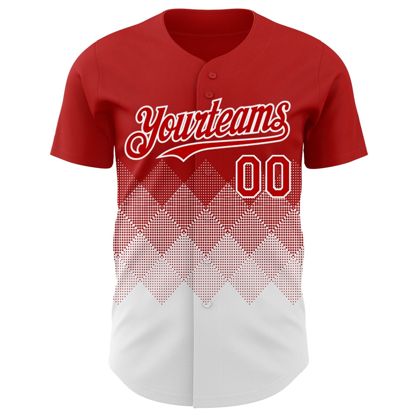 Custom Red White 3D Gradient Square Shape Authentic Baseball Jersey baseball jersey product view 2