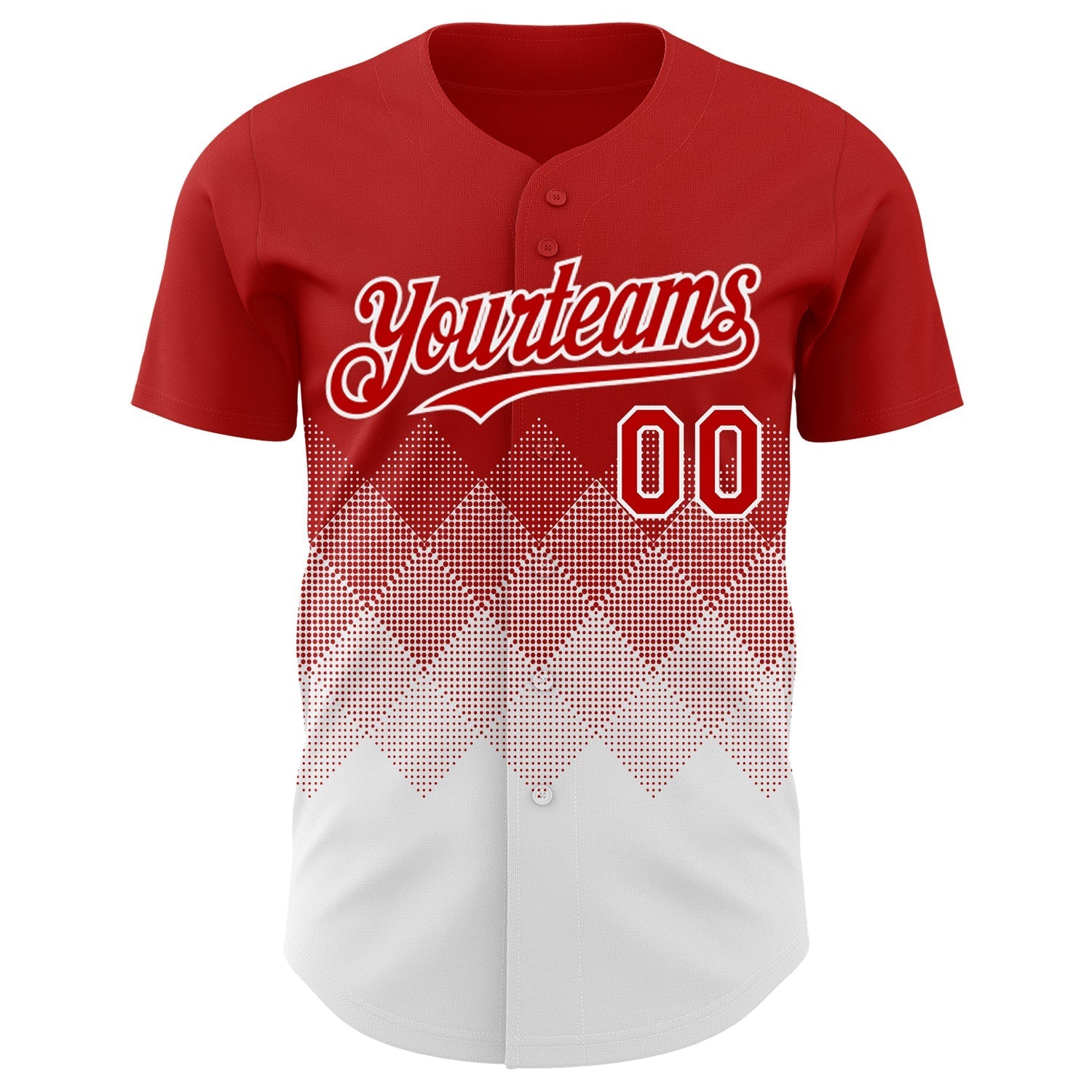 Custom Red White 3D Gradient Square Shape Authentic Baseball Jersey baseball jersey product view 2