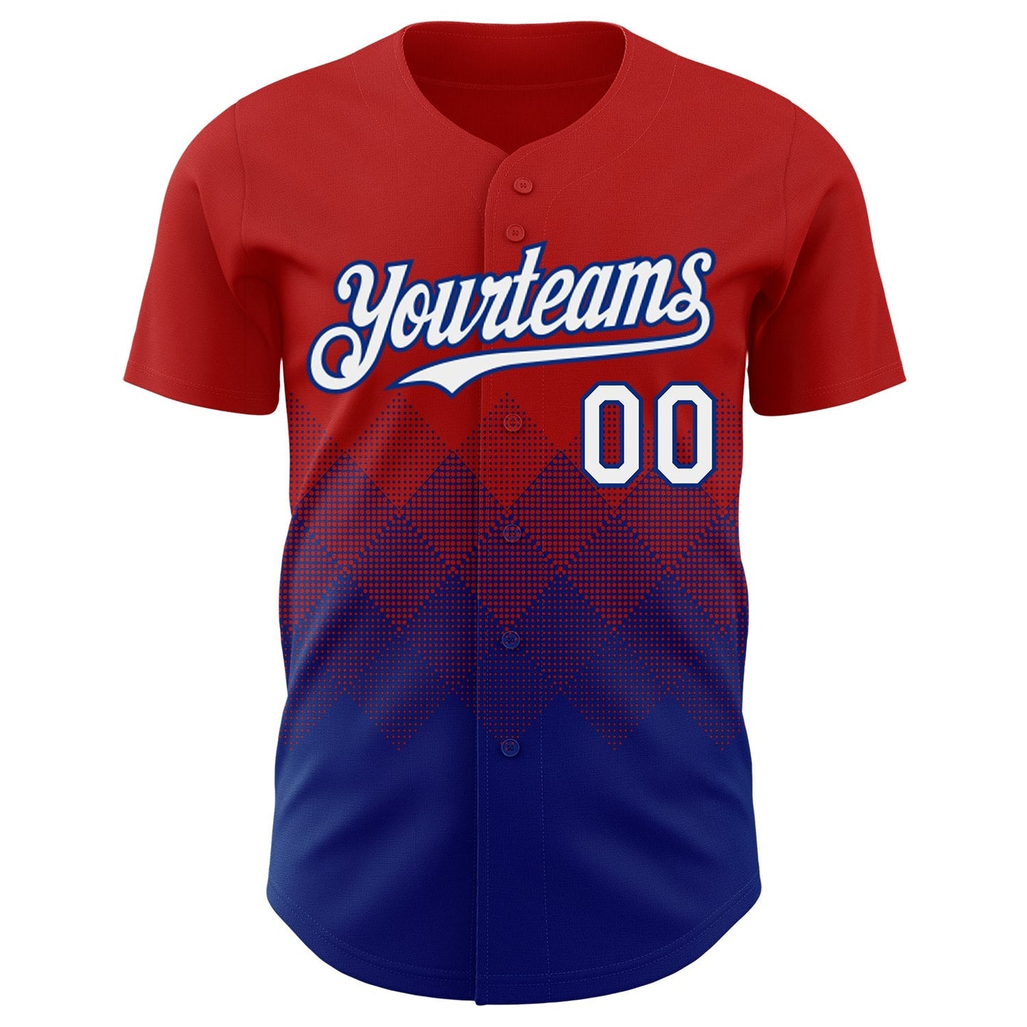 Custom Red White-Royal 3D Gradient Square Shape Authentic Baseball Jersey baseball jersey product view 2