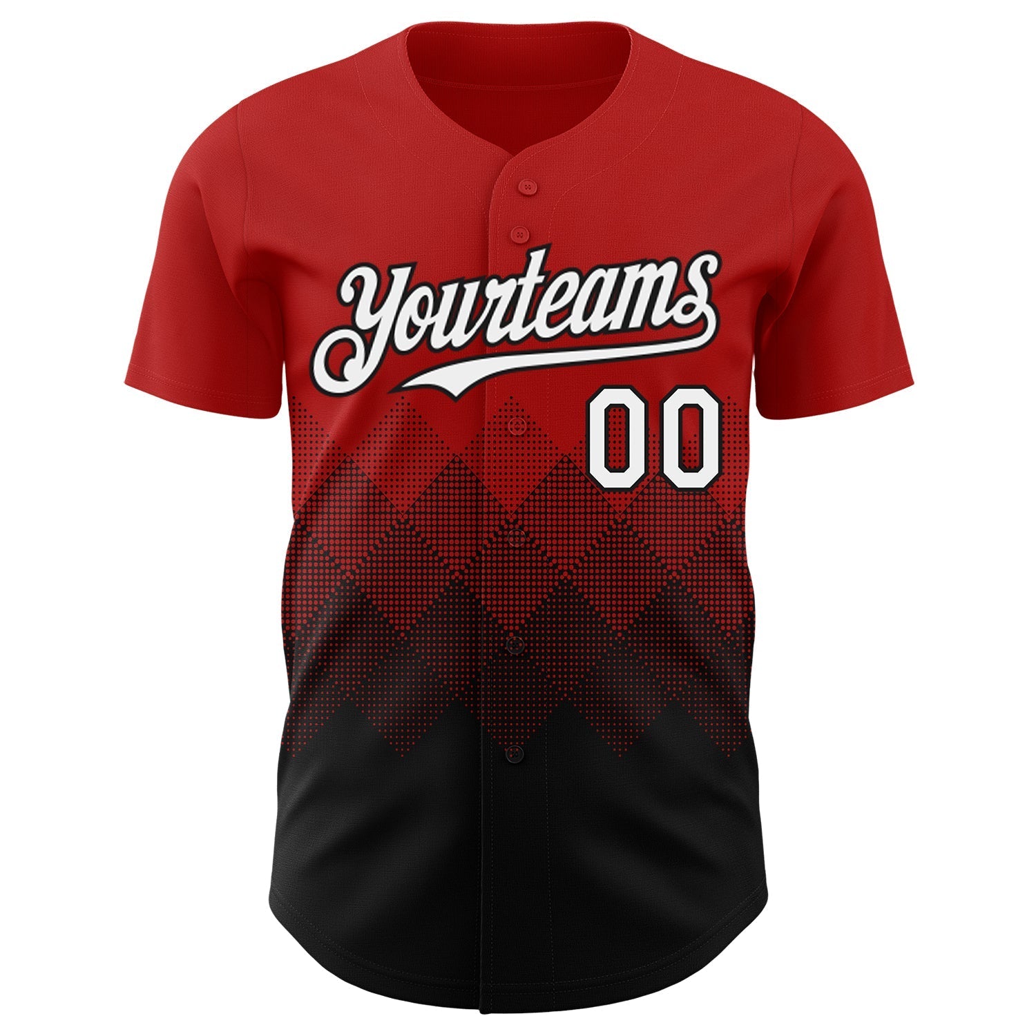 Custom Red White-Black 3D Gradient Square Shape Authentic Baseball Jersey baseball jersey product view 2
