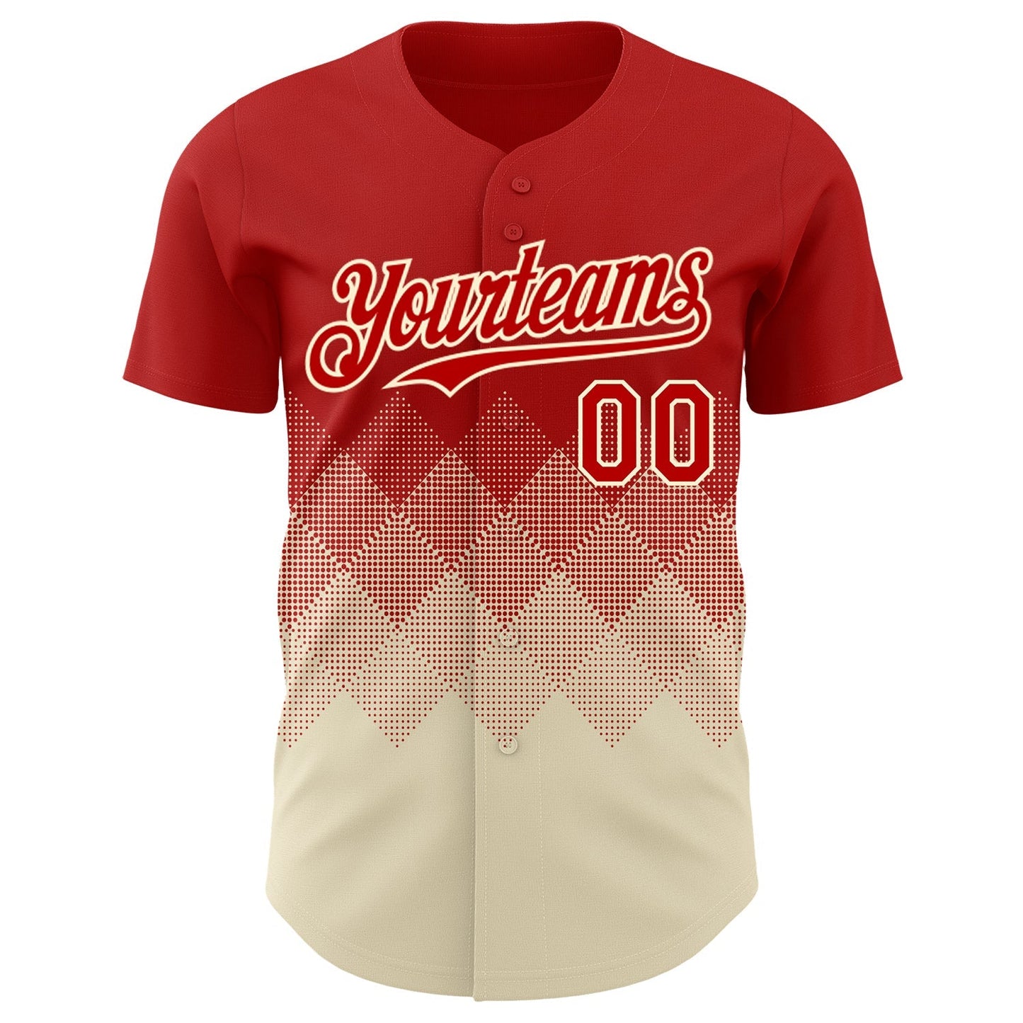 Custom Red Cream 3D Gradient Square Shape Authentic Baseball Jersey baseball jersey product view 2