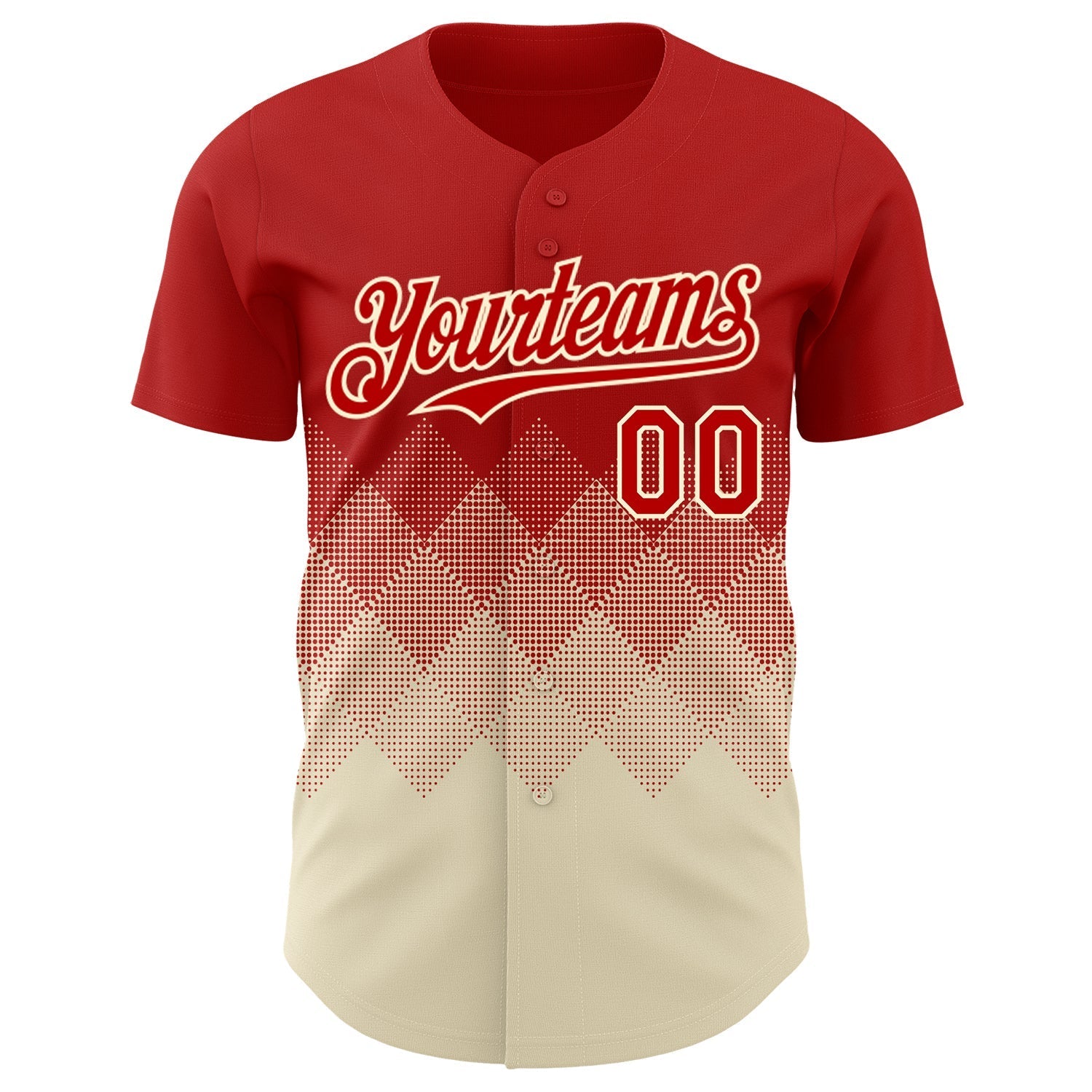 Custom Red Cream 3D Gradient Square Shape Authentic Baseball Jersey baseball jersey product view 2