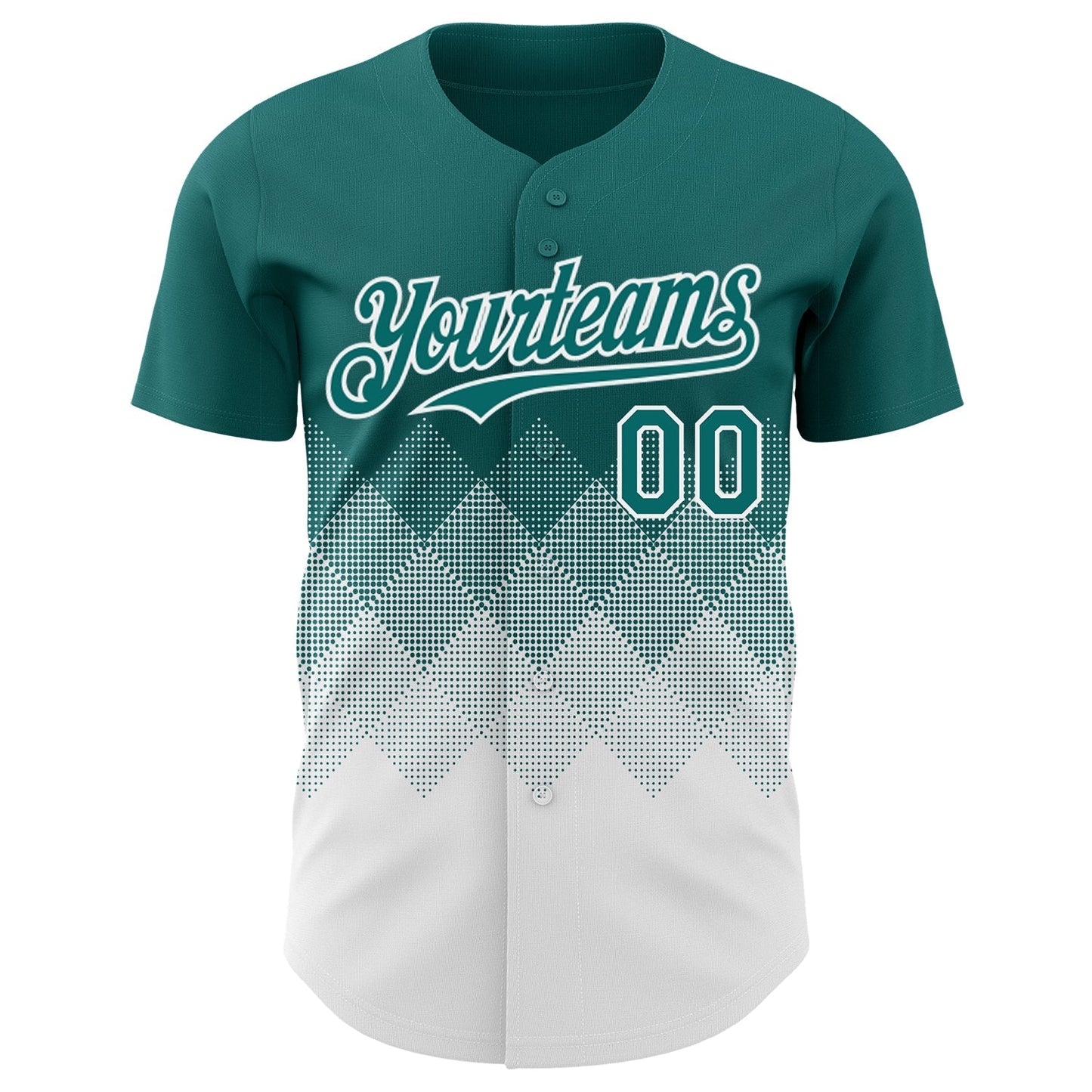 Custom Teal White 3D Gradient Square Shape Authentic Baseball Jersey baseball jersey product view 2