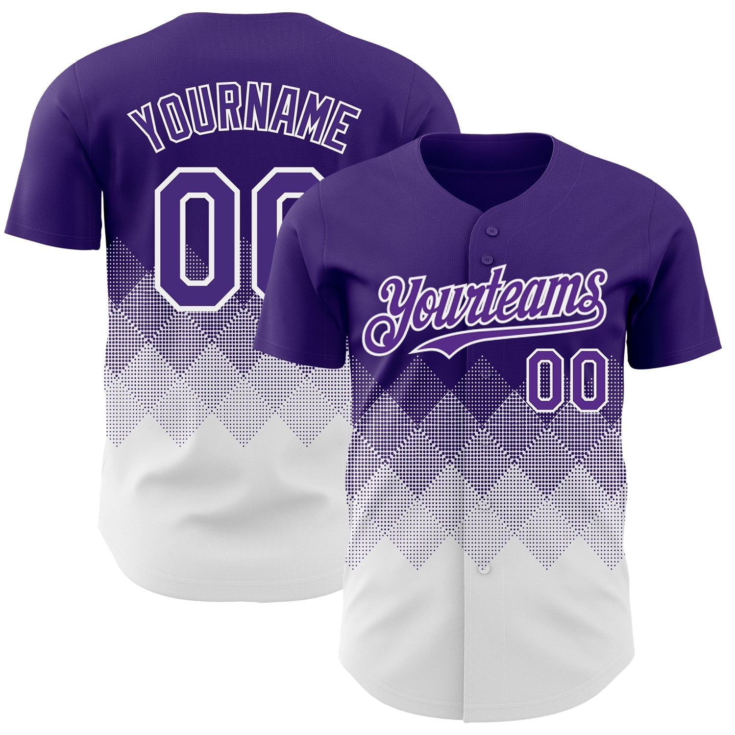 Custom Purple White 3D Gradient Square Shape Authentic Baseball Jersey baseball jersey product view 1