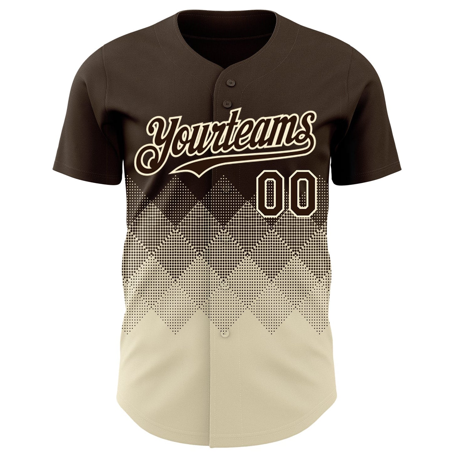 Custom Brown Cream 3D Gradient Square Shape Authentic Baseball Jersey baseball jersey product view 2