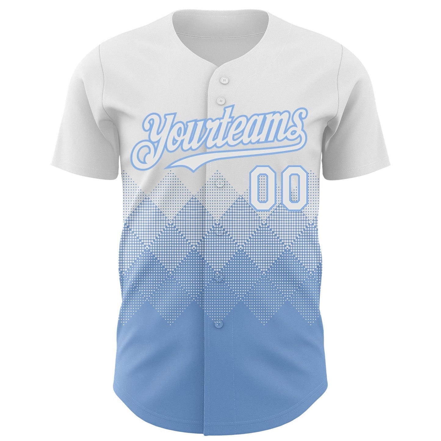 Custom White Light Blue 3D Gradient Square Shape Authentic Baseball Jersey baseball jersey product view 2