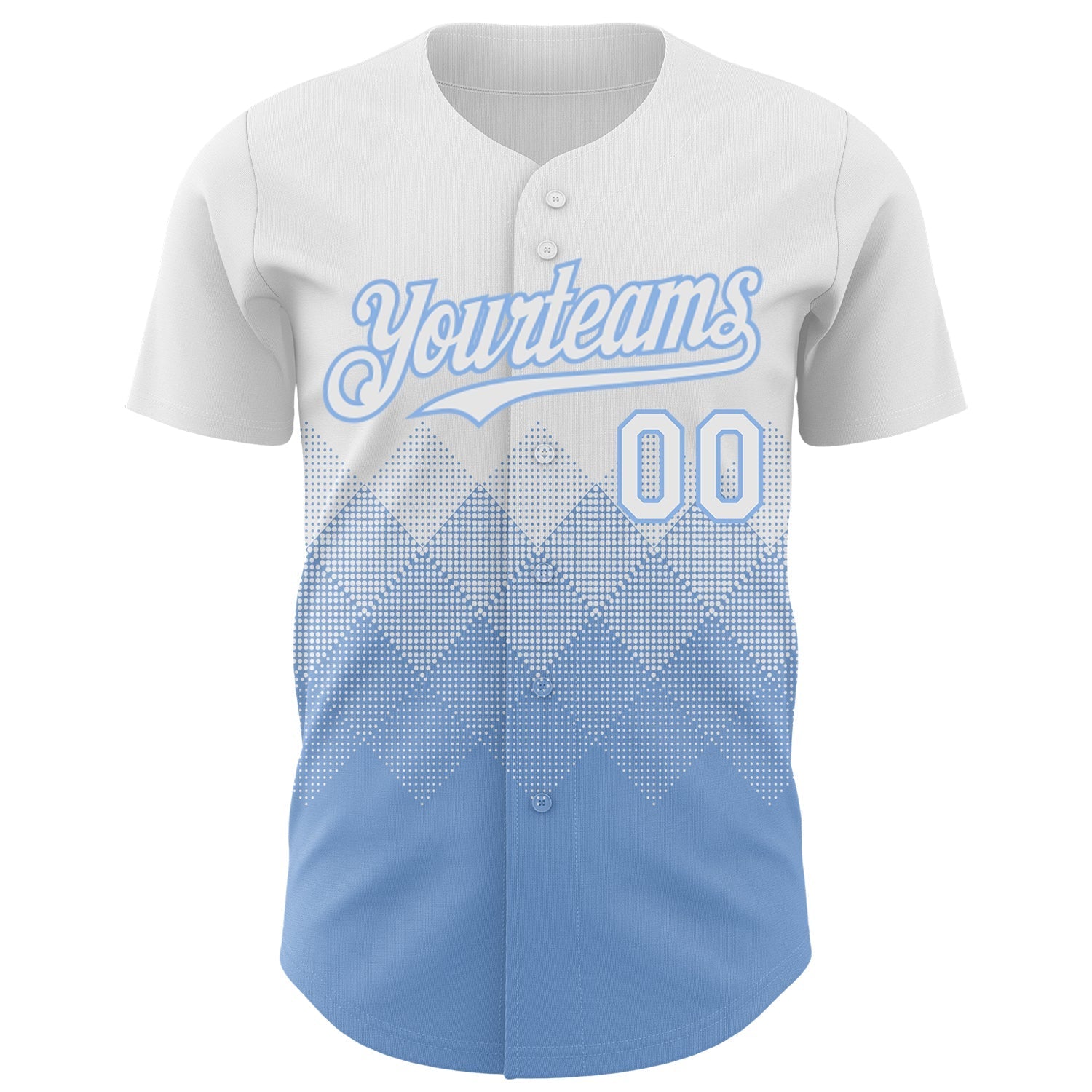 Custom White Light Blue 3D Gradient Square Shape Authentic Baseball Jersey baseball jersey product view 2