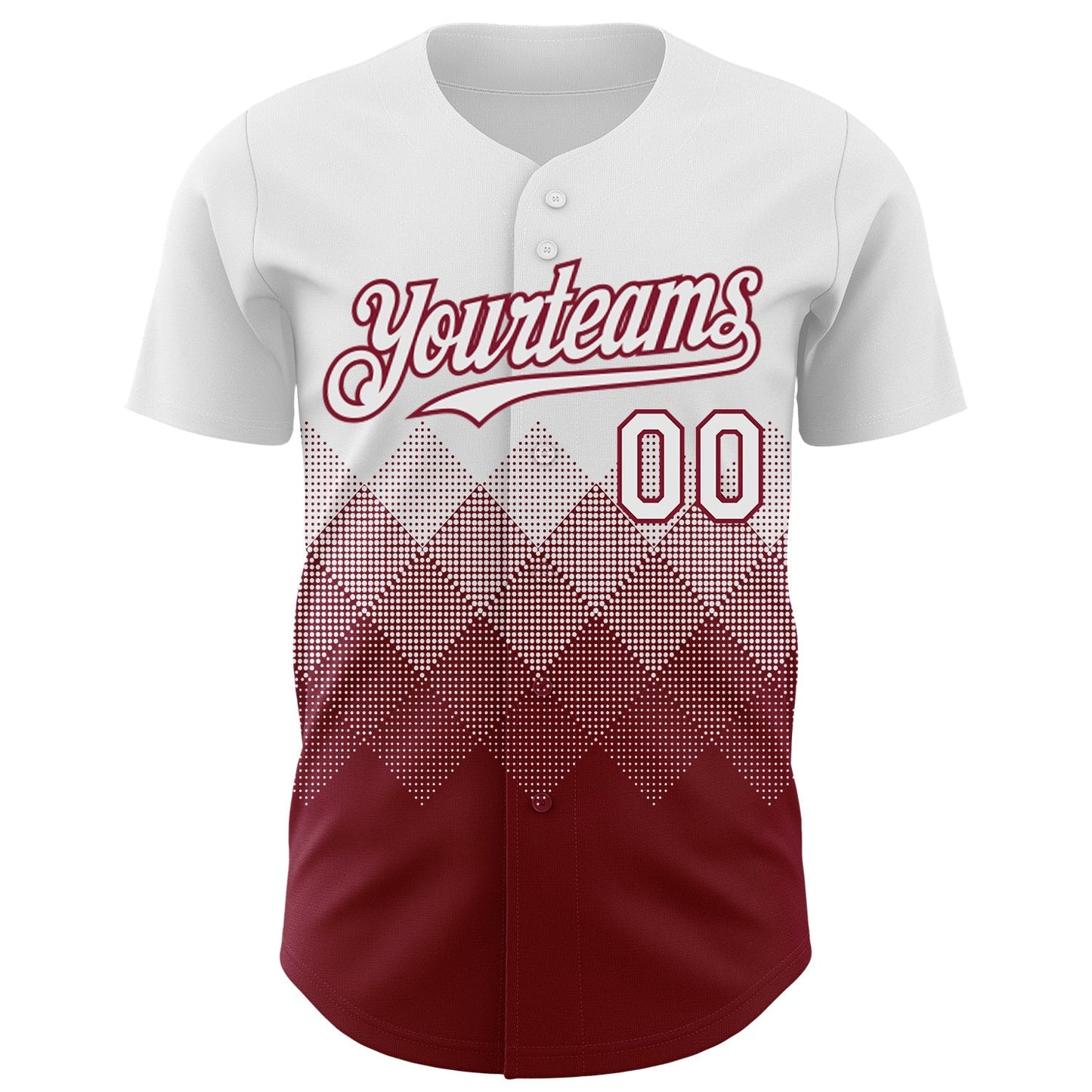 Custom White Crimson 3D Gradient Square Shape Authentic Baseball Jersey baseball jersey product view 2