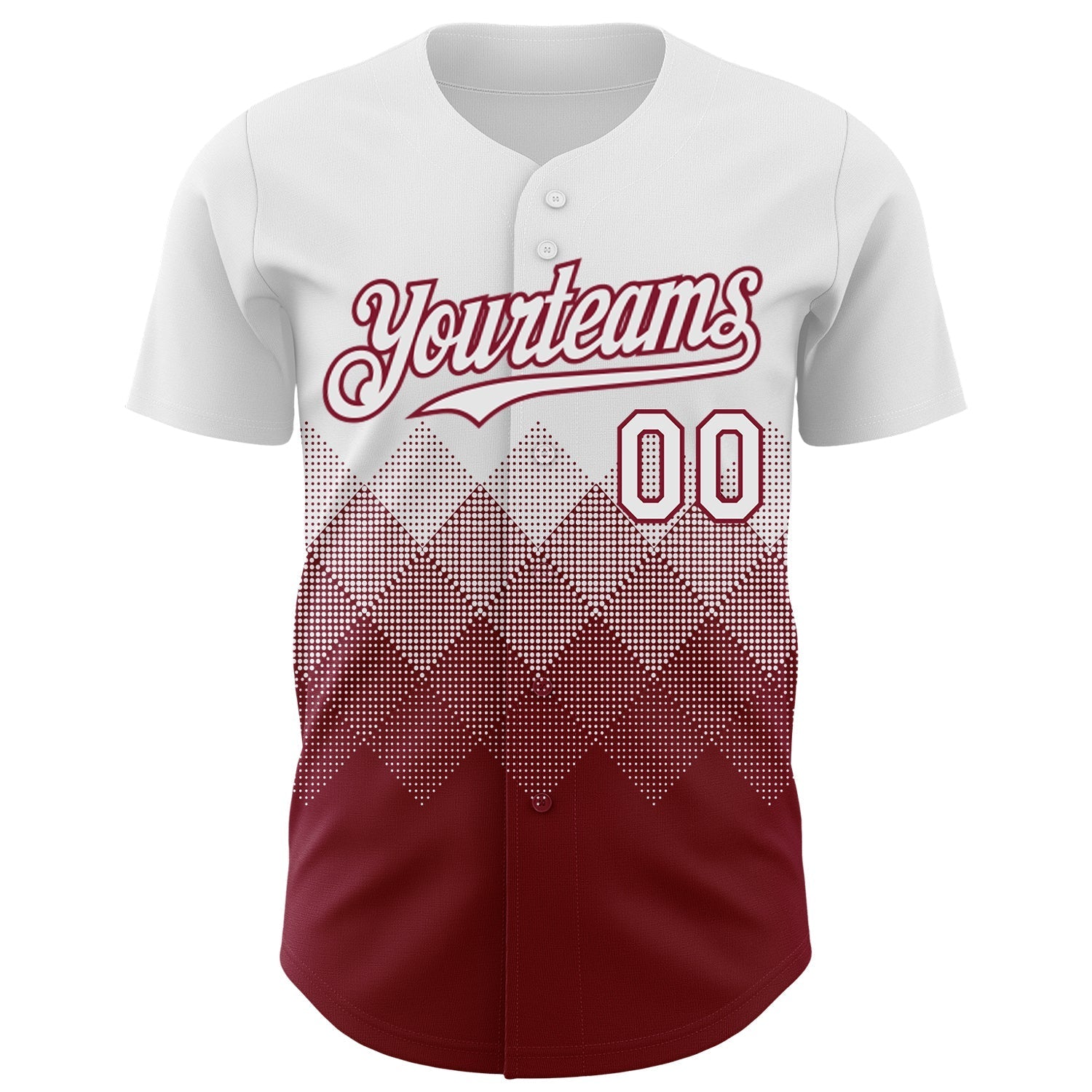 Custom White Crimson 3D Gradient Square Shape Authentic Baseball Jersey baseball jersey product view 2