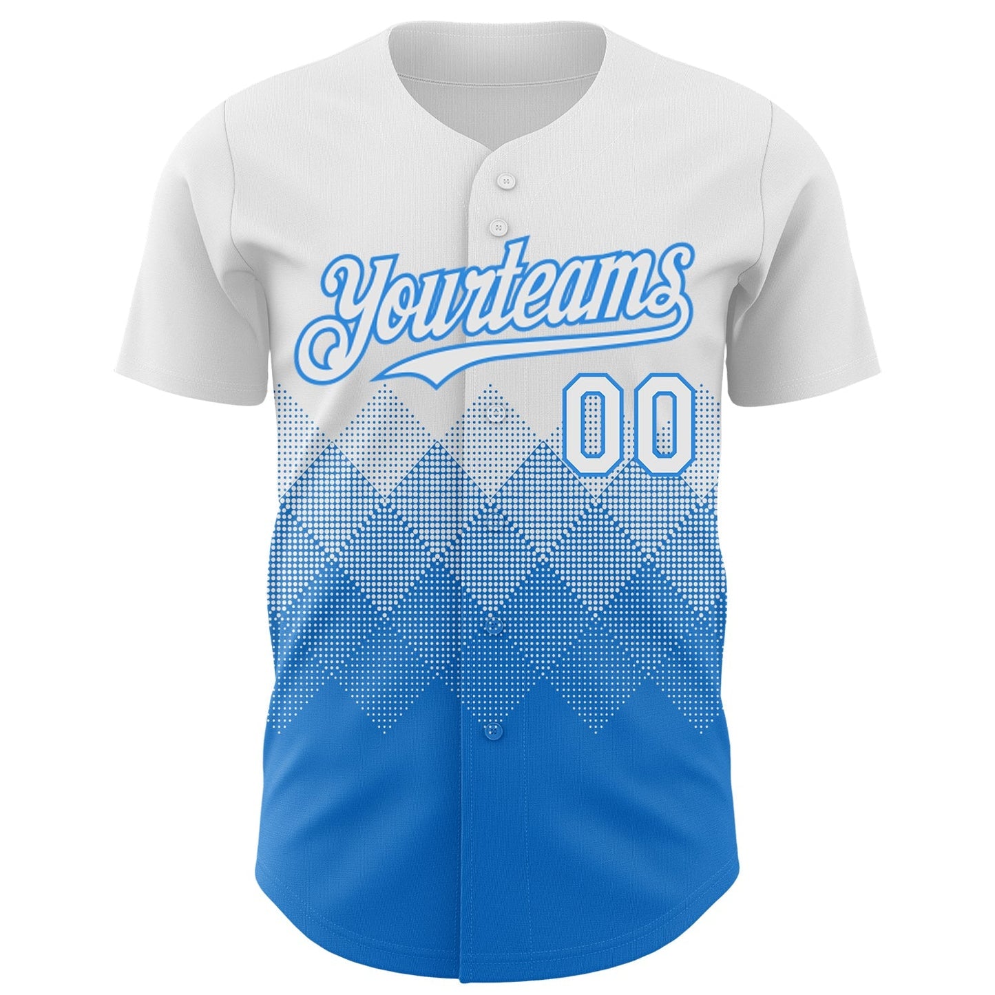 Custom White Electric Blue 3D Gradient Square Shape Authentic Baseball Jersey baseball jersey product view 2