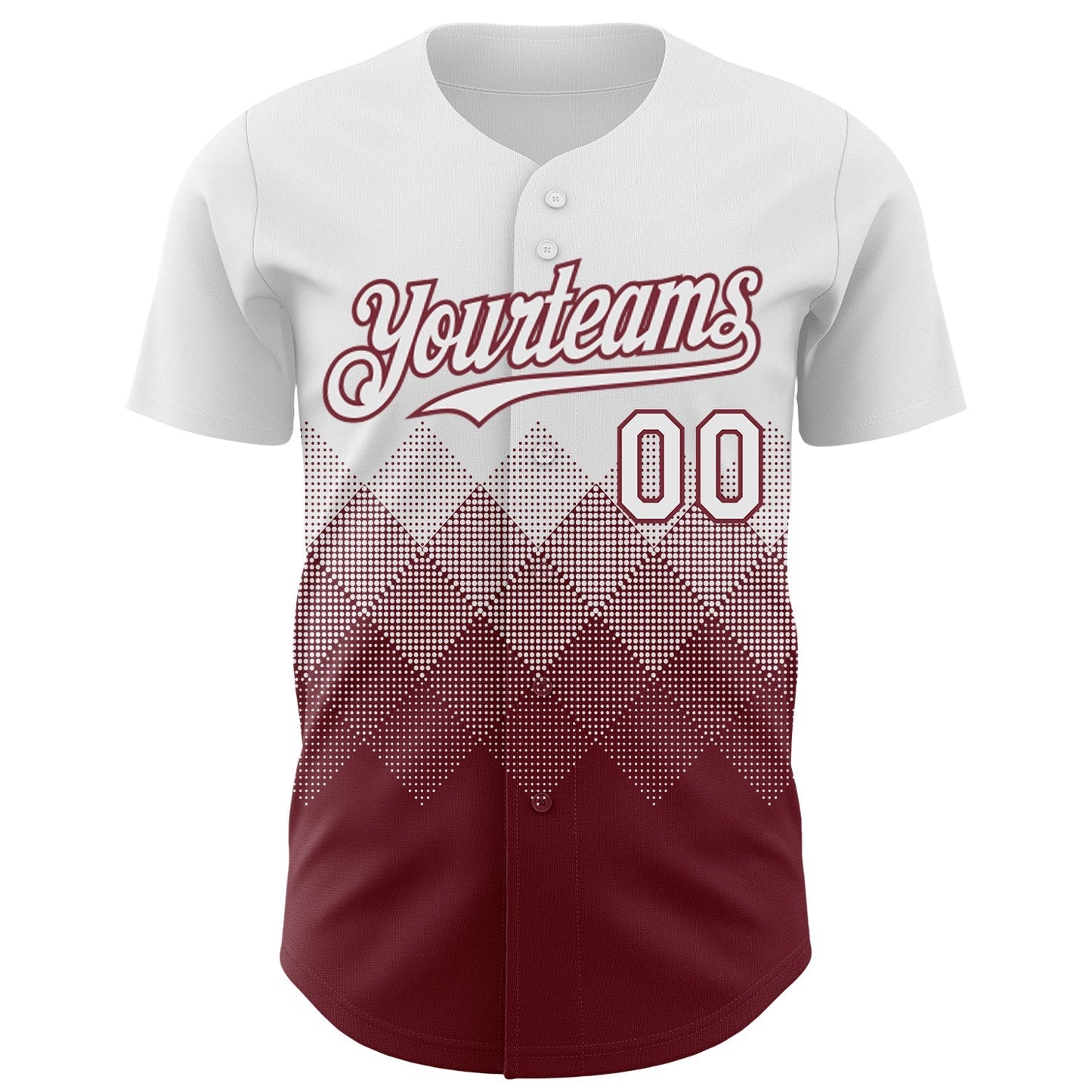 Custom White Burgundy 3D Gradient Square Shape Authentic Baseball Jersey baseball jersey product view 2