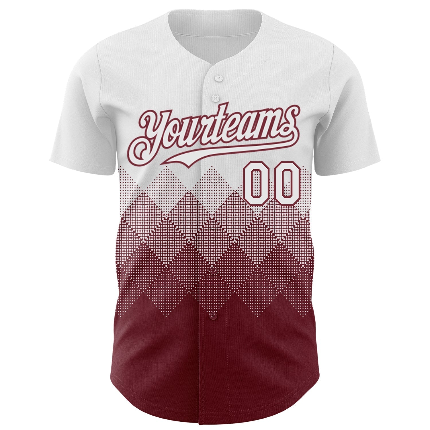 Custom White Burgundy 3D Gradient Square Shape Authentic Baseball Jersey baseball jersey product view 2