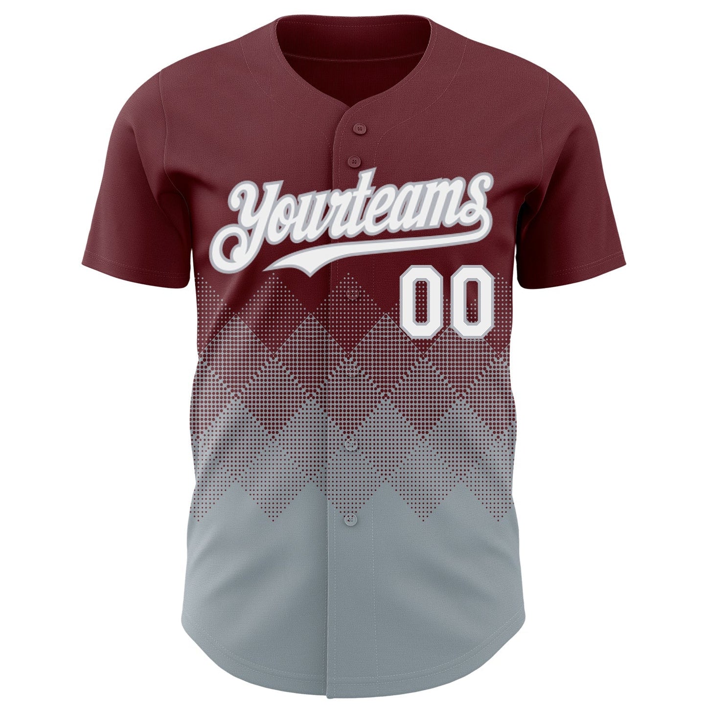 Custom Burgundy White-Gray 3D Gradient Square Shape Authentic Baseball Jersey baseball jersey product view 2