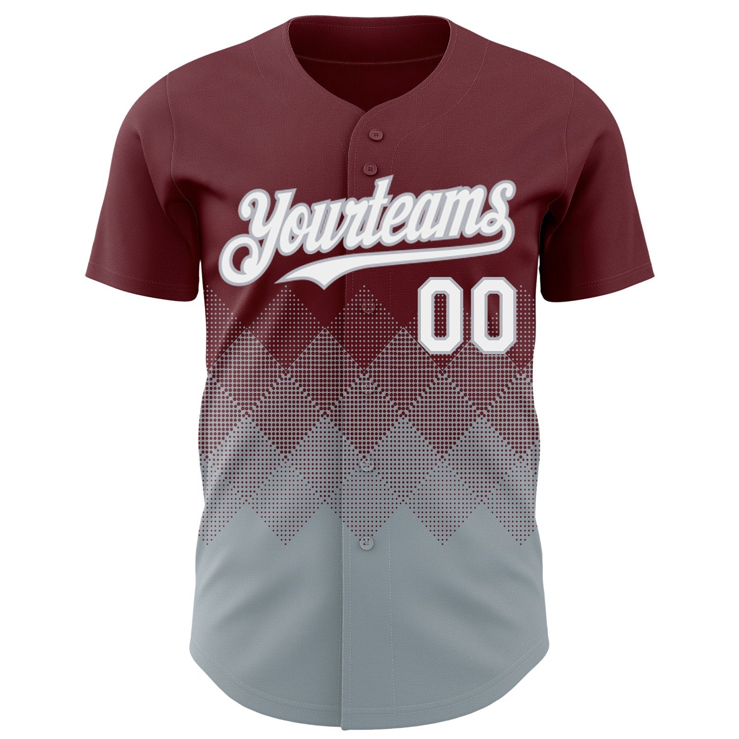 Custom Burgundy White-Gray 3D Gradient Square Shape Authentic Baseball Jersey baseball jersey product view 2