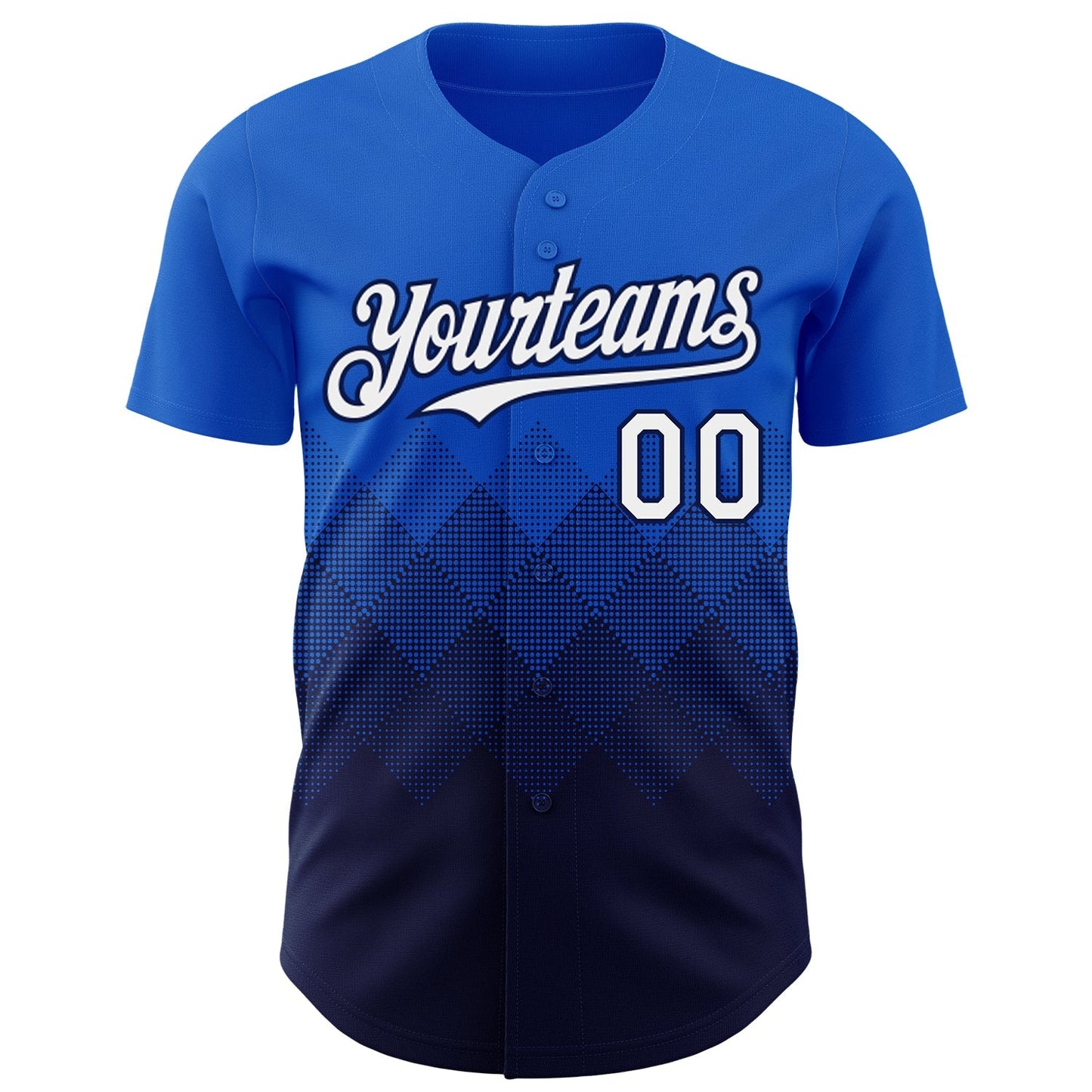 Custom Thunder Blue White-Navy 3D Gradient Square Shape Authentic Baseball Jersey baseball jersey product view 2