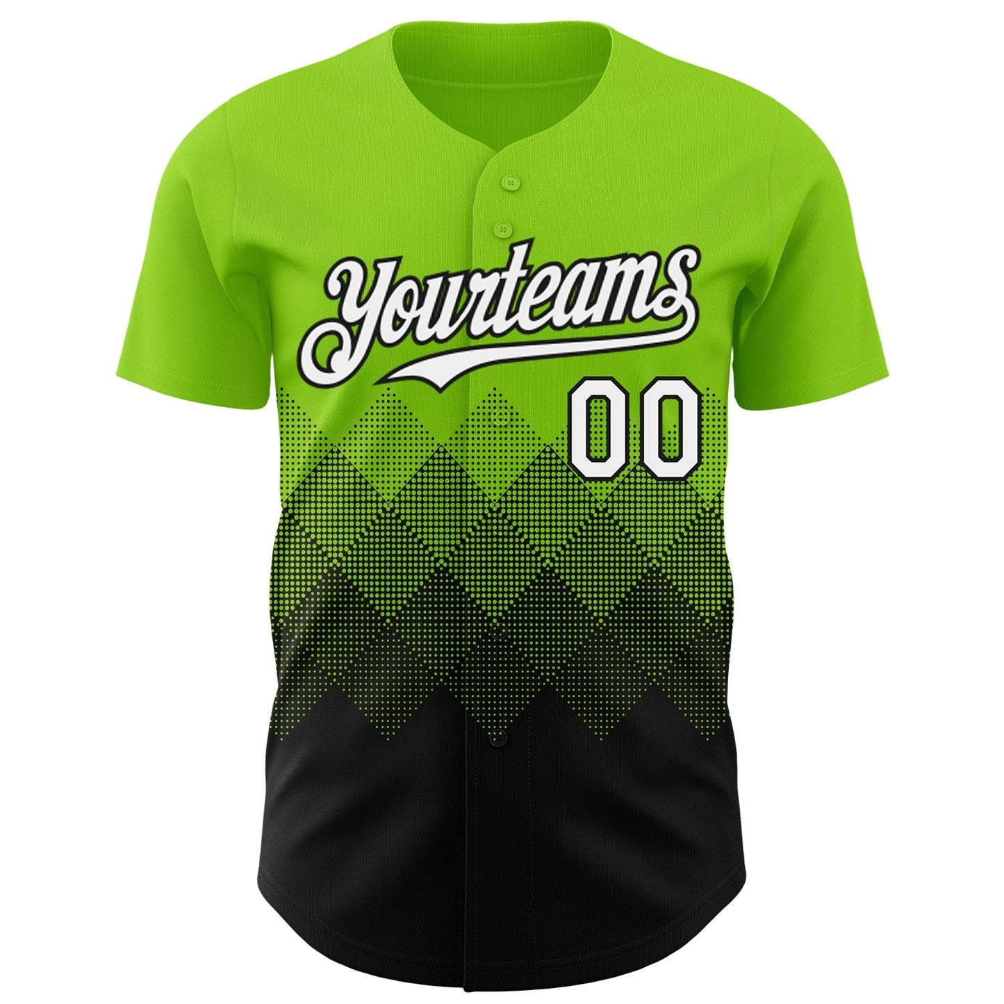 Custom Neon Green White-Black 3D Gradient Square Shape Authentic Baseball Jersey baseball jersey product view 2