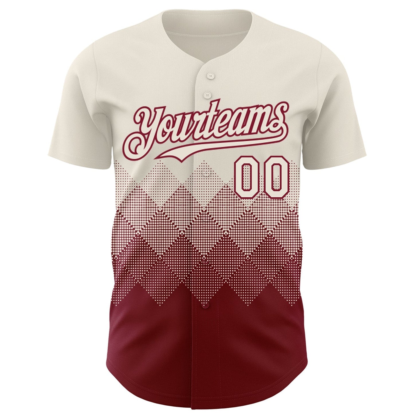 Custom Cream Crimson 3D Gradient Square Shape Authentic Baseball Jersey baseball jersey product view 2