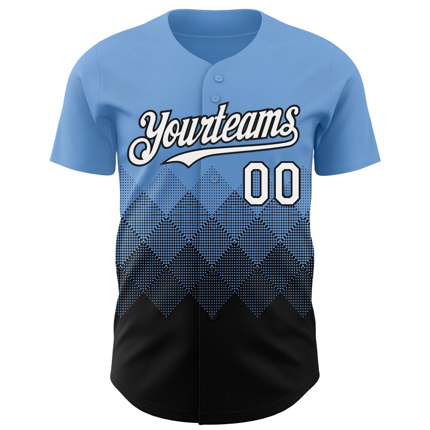 Custom Light Blue White-Black 3D Gradient Square Shape Authentic Baseball Jersey baseball jersey product view 2