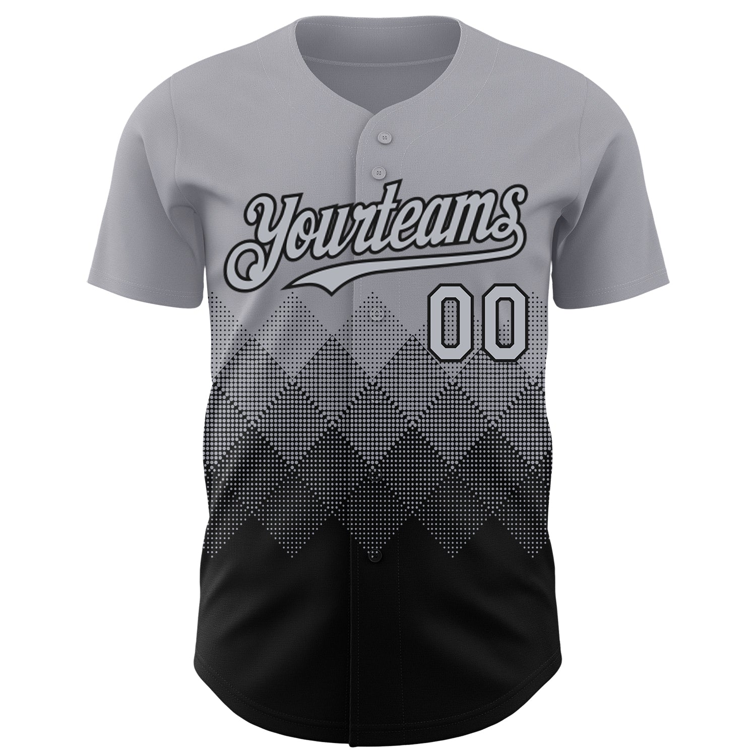 Custom Gray Black 3D Gradient Square Shape Authentic Baseball Jersey baseball jersey product view 2