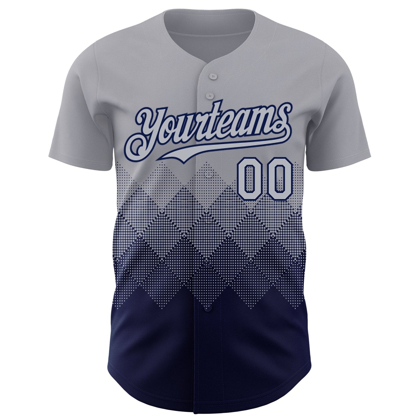 Custom Gray Navy 3D Gradient Square Shape Authentic Baseball Jersey baseball jersey product view 2