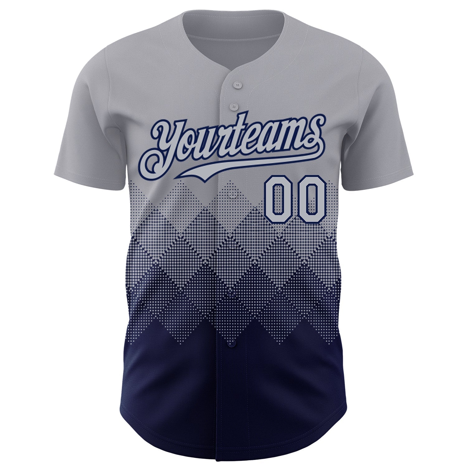 Custom Gray Navy 3D Gradient Square Shape Authentic Baseball Jersey baseball jersey product view 2
