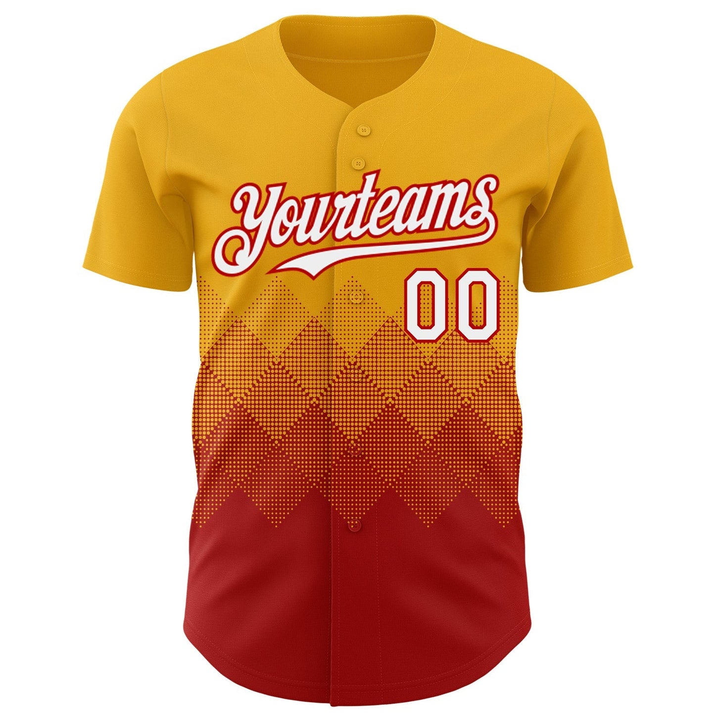 Custom Gold White-Red 3D Gradient Square Shape Authentic Baseball Jersey baseball jersey product view 2