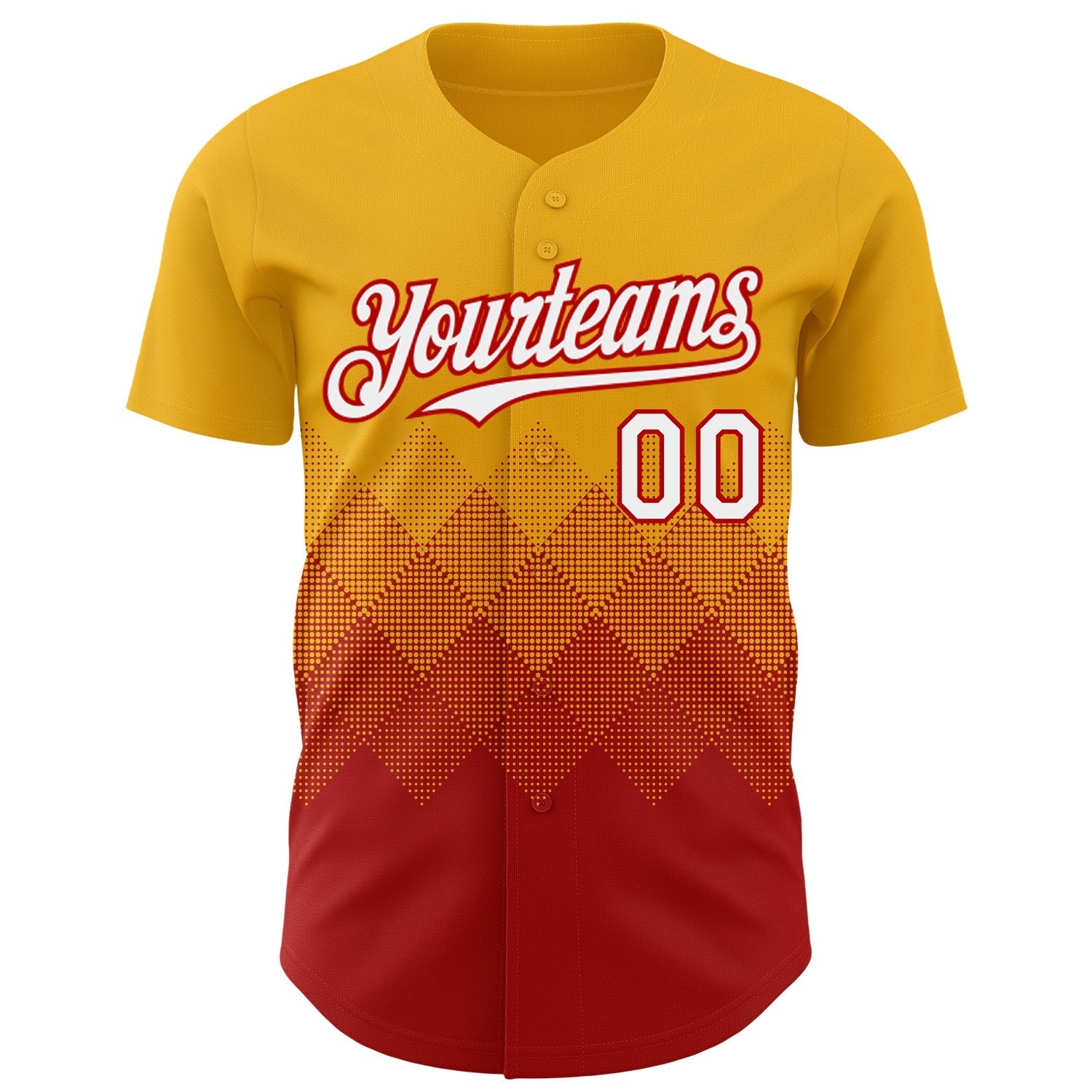 Custom Gold White-Red 3D Gradient Square Shape Authentic Baseball Jersey baseball jersey product view 2