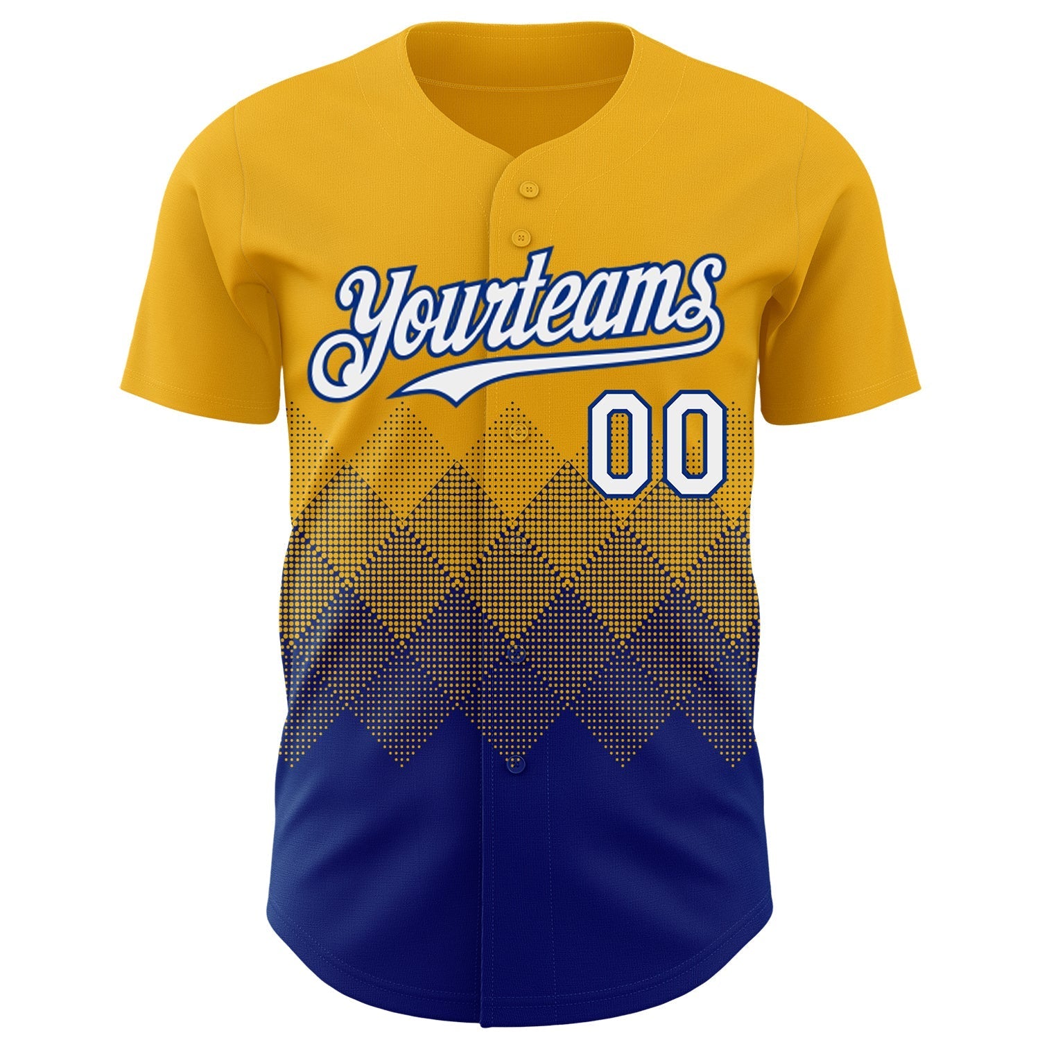 Custom Gold White-Royal 3D Gradient Square Shape Authentic Baseball Jersey baseball jersey product view 2