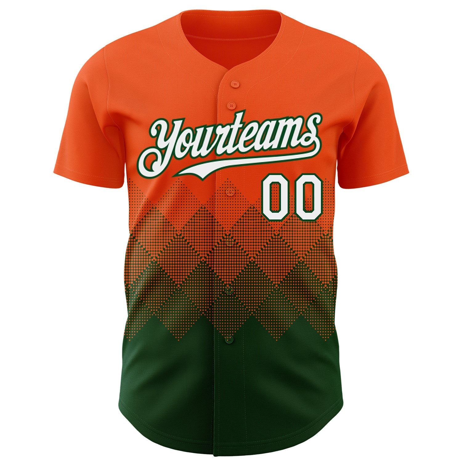 Custom Orange White-Green 3D Gradient Square Shape Authentic Baseball Jersey baseball jersey product view 2
