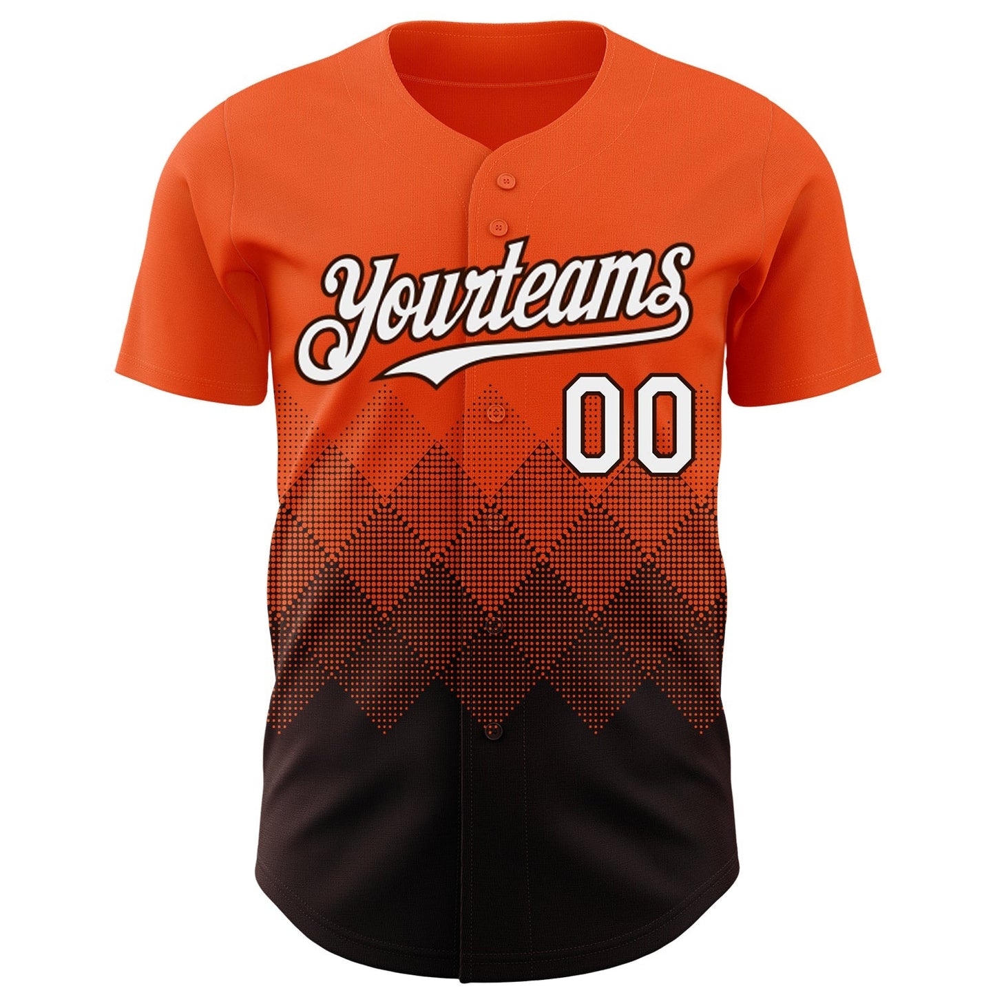 Custom Orange White-Brown 3D Gradient Square Shape Authentic Baseball Jersey baseball jersey product view 2