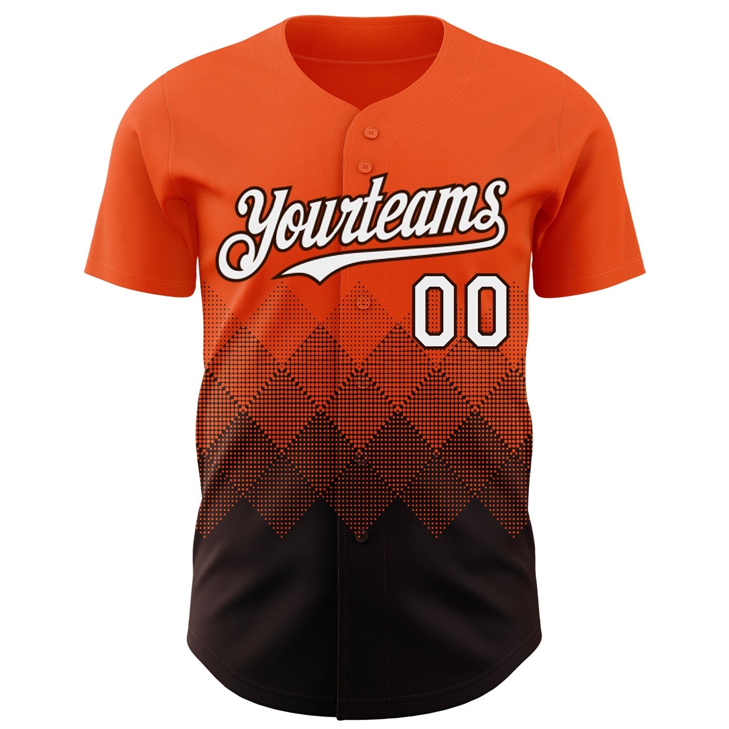 Custom Orange White-Brown 3D Gradient Square Shape Authentic Baseball Jersey baseball jersey product view 2