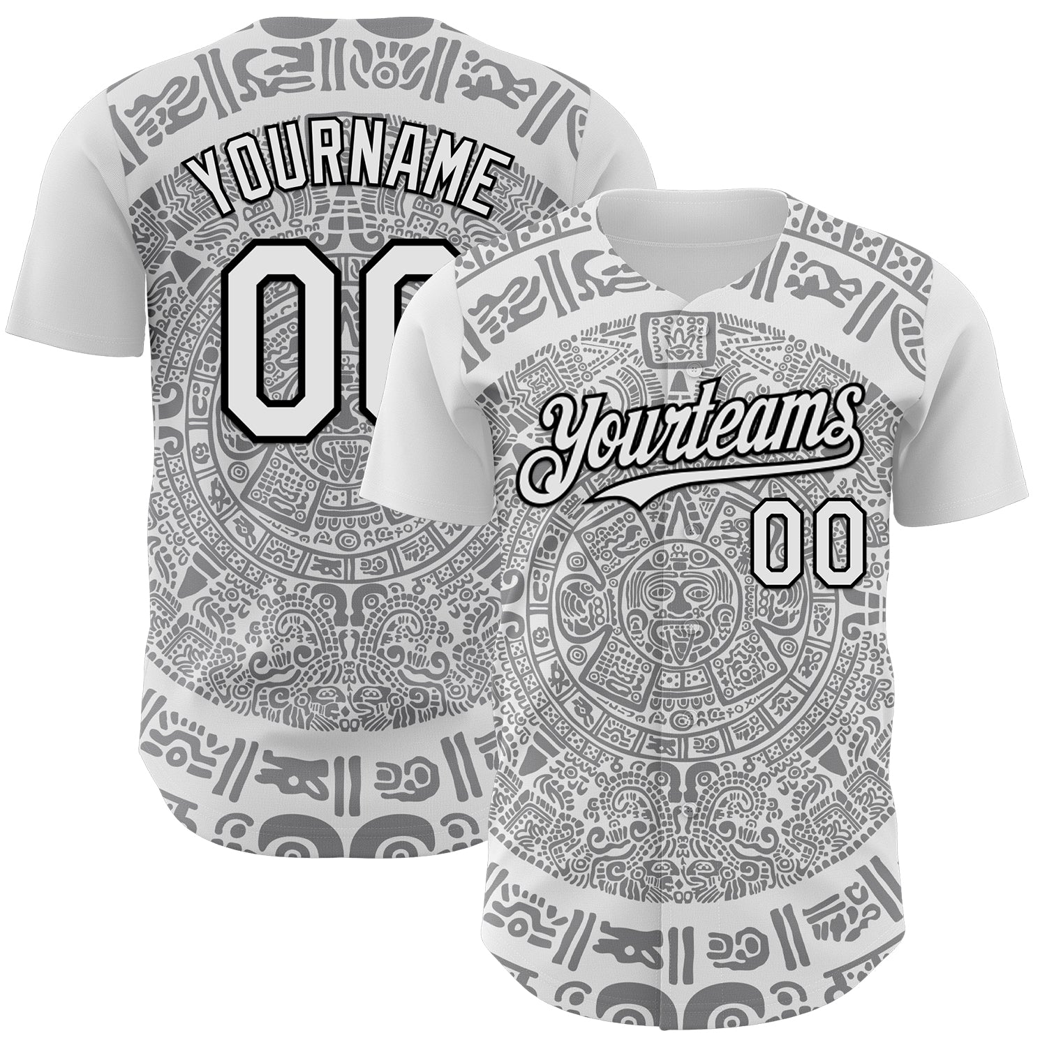 Custom White Gray-Black 3D Mexico Authentic Baseball Jersey baseball jersey product view 1