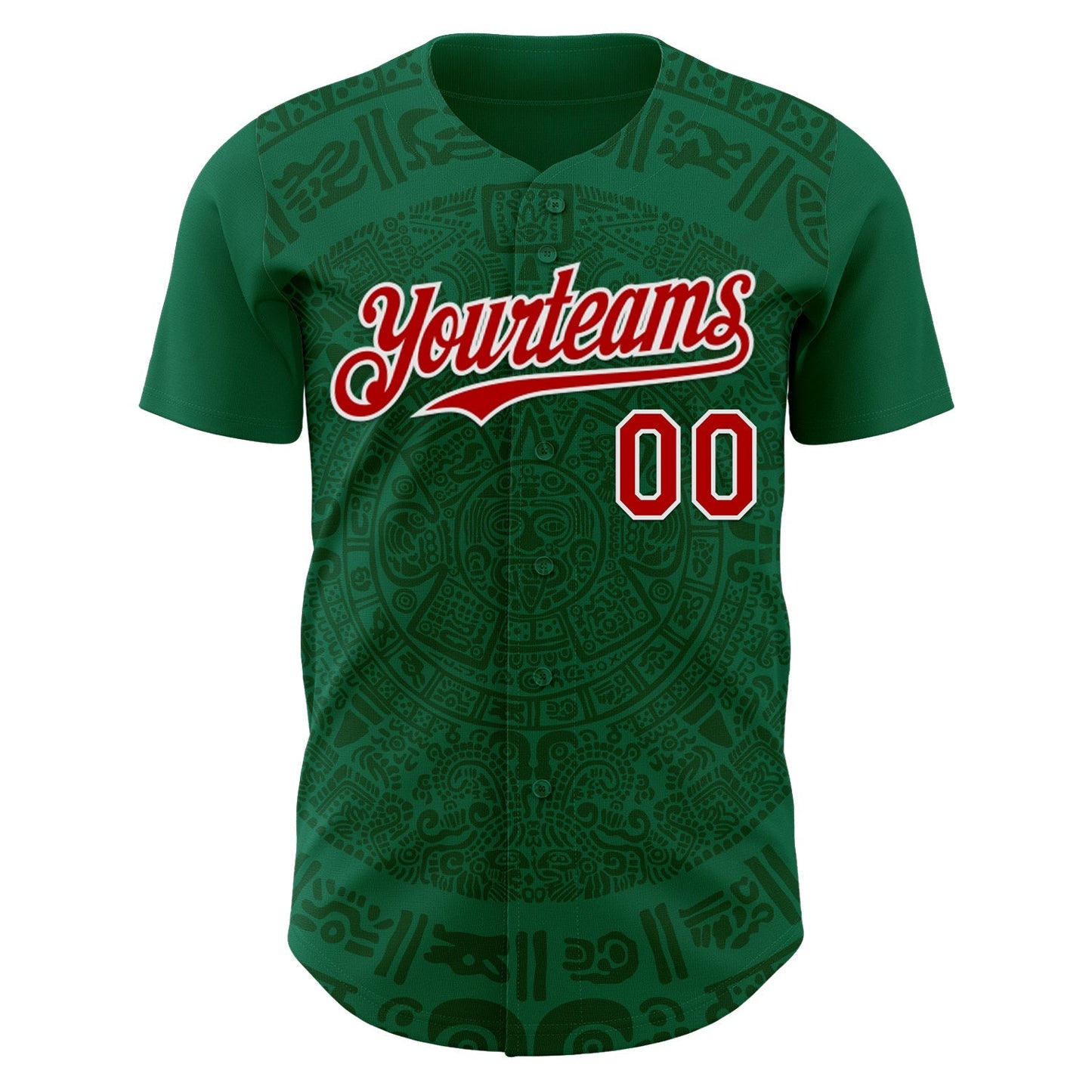 Custom Kelly Green Red Green-White 3D Mexico Authentic Baseball Jersey baseball jersey product view 2