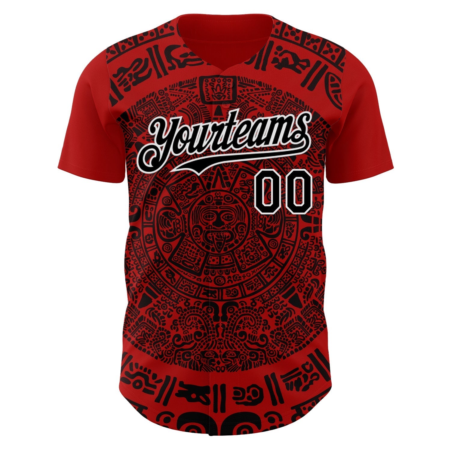 Custom Red Black-White 3D Mexico Authentic Baseball Jersey baseball jersey product view 2