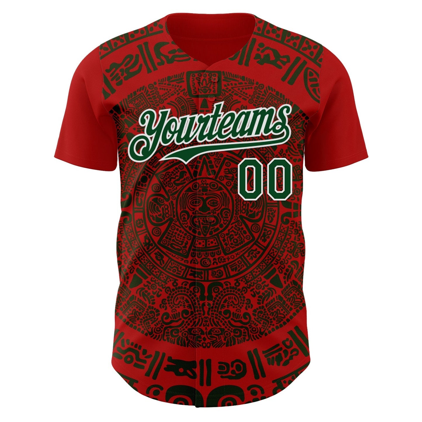 Custom Red Green-White 3D Mexico Authentic Baseball Jersey baseball jersey product view 2