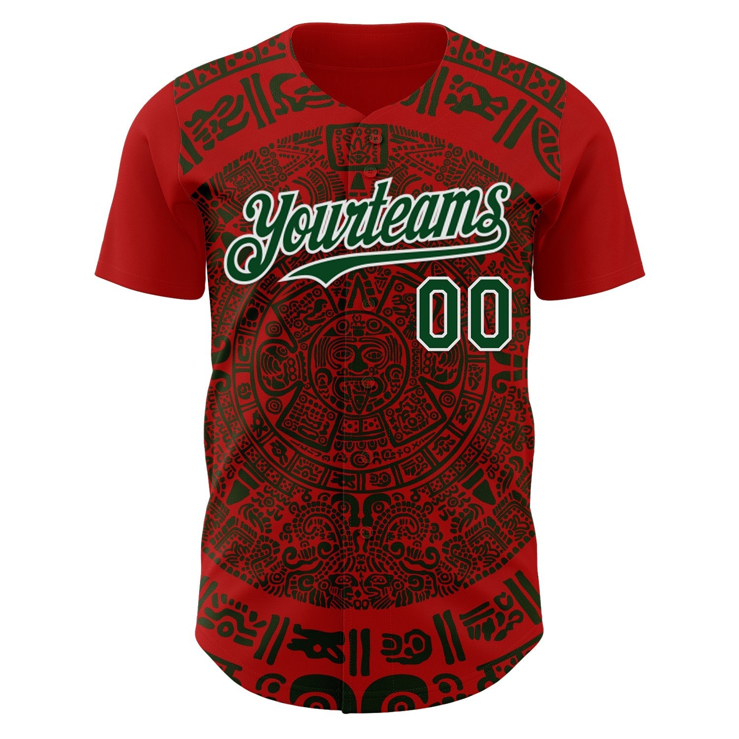 Custom Red Green-White 3D Mexico Authentic Baseball Jersey baseball jersey product view 2